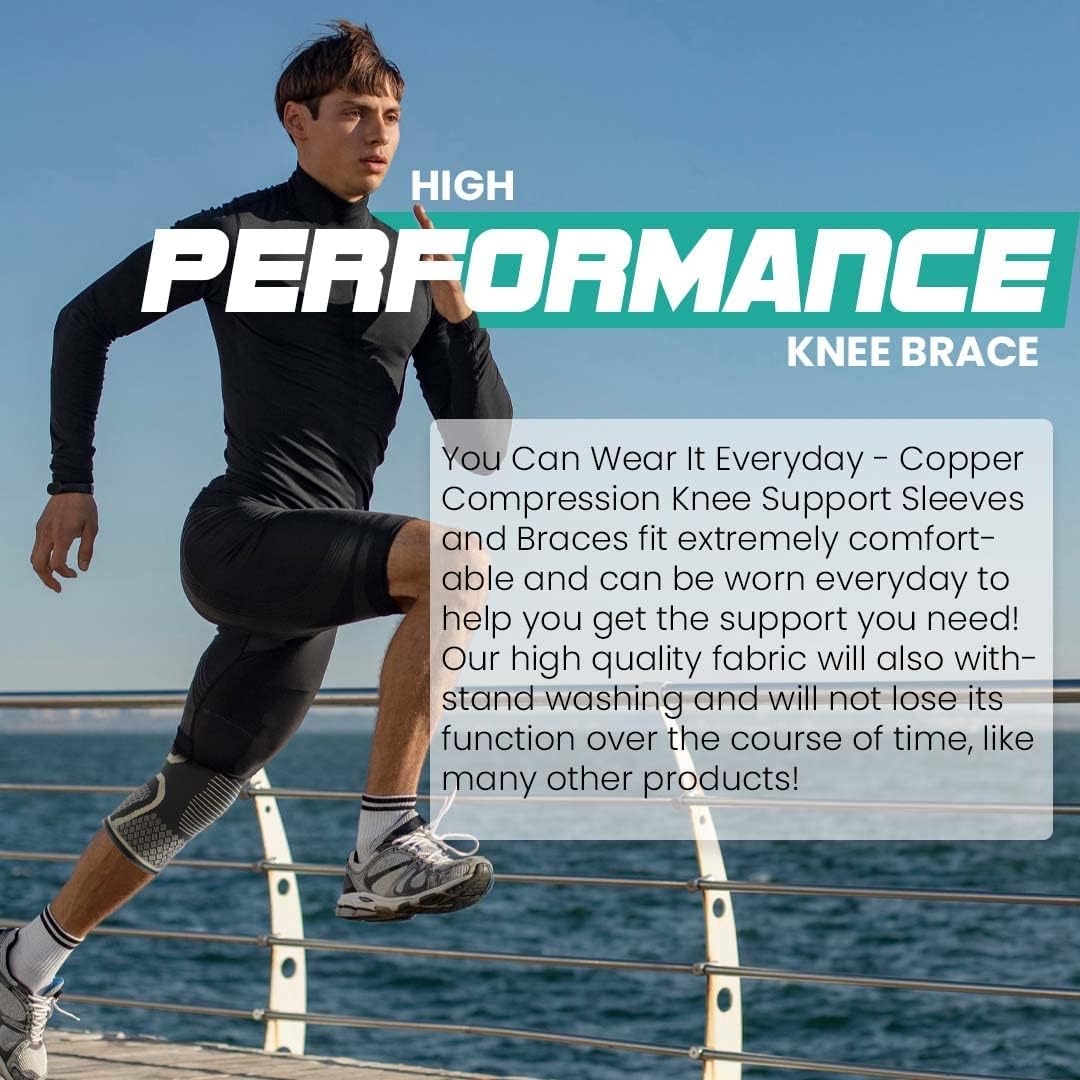 MODVEL 2 Pack Compression Knee Braces for Men & Women – Knee Support Sleeves for Sports, Workouts, Running, Weightlifting, Basketball, Volleyball – Joint Knee Pain Relief