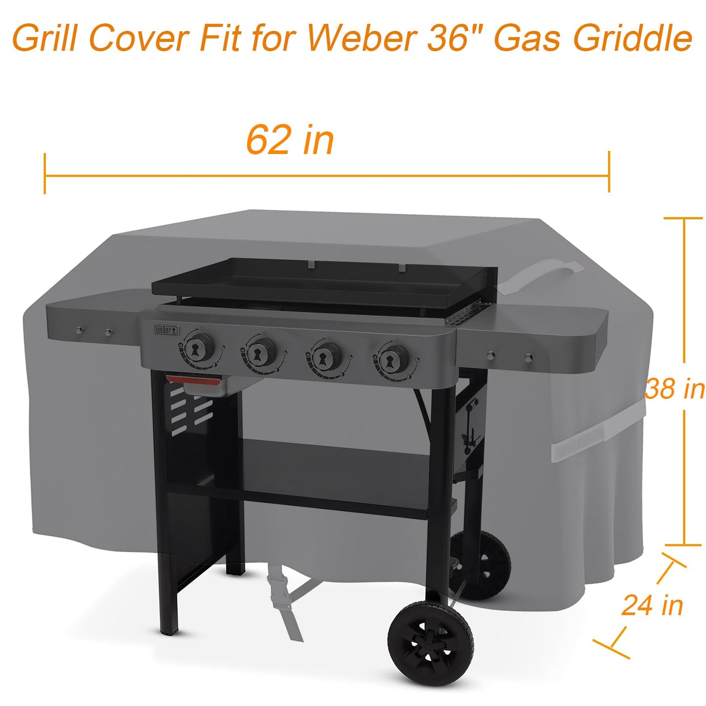 EDIBIN 28” Griddle Cover for Weber 28 Inch Griddle, Heavy Duty Waterproof, Black