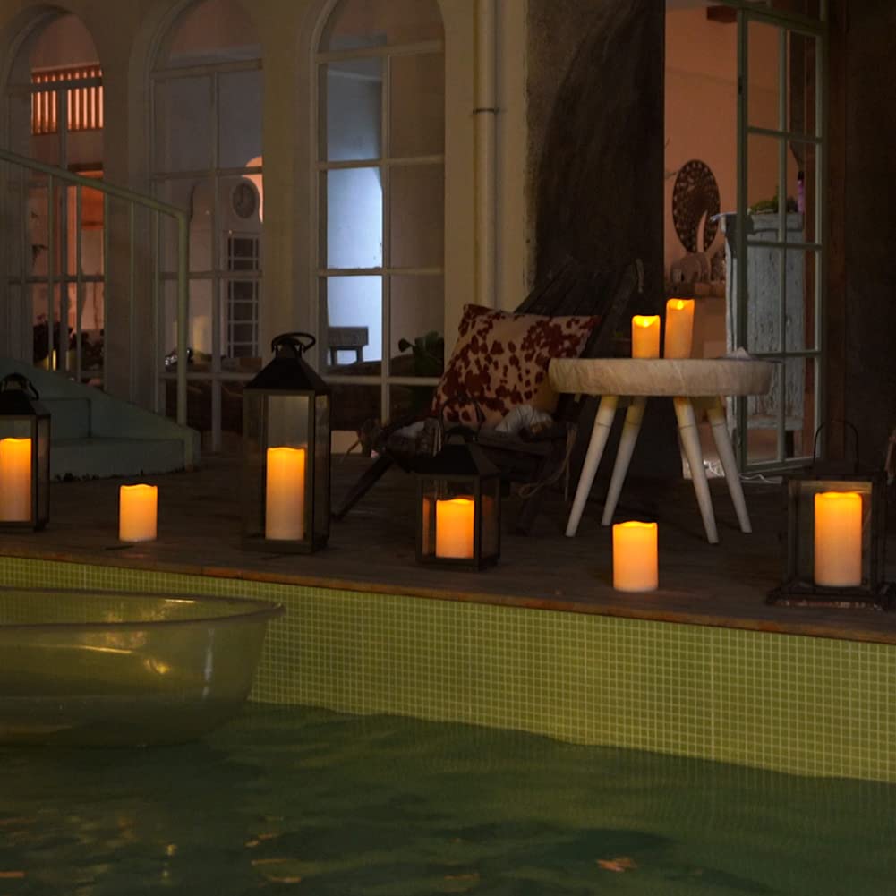 Homemory 10" x 4" Large Waterproof Outdoor Flameless Candles Flickering with Remote Control and Timer, Battery Operated LED Pillar Candles for Larterns, Home Graden Decoration, Set of 2