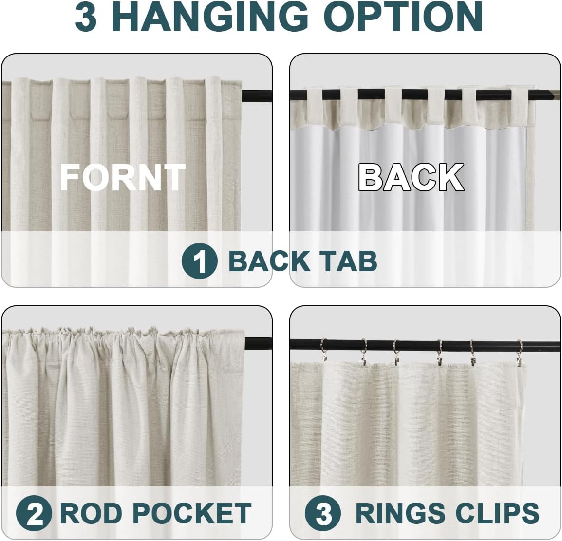 Ivory White 100% Blackout Curtains Chenille Curtain Total Black Out Curtain for for Living Room Bedroom Thermal Insulated Drapes Modern Farmhouse Shabby Chic,52" W x 96" L, Ivory(Not Solid)