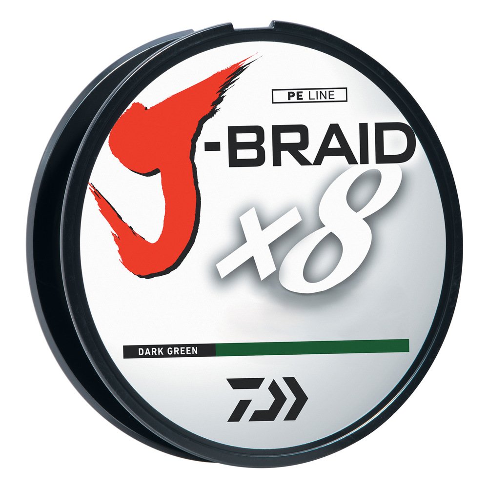 Daiwa J-Braid 300M 8-Strand Woven Round Braid Line, Dark Green, 15 lb