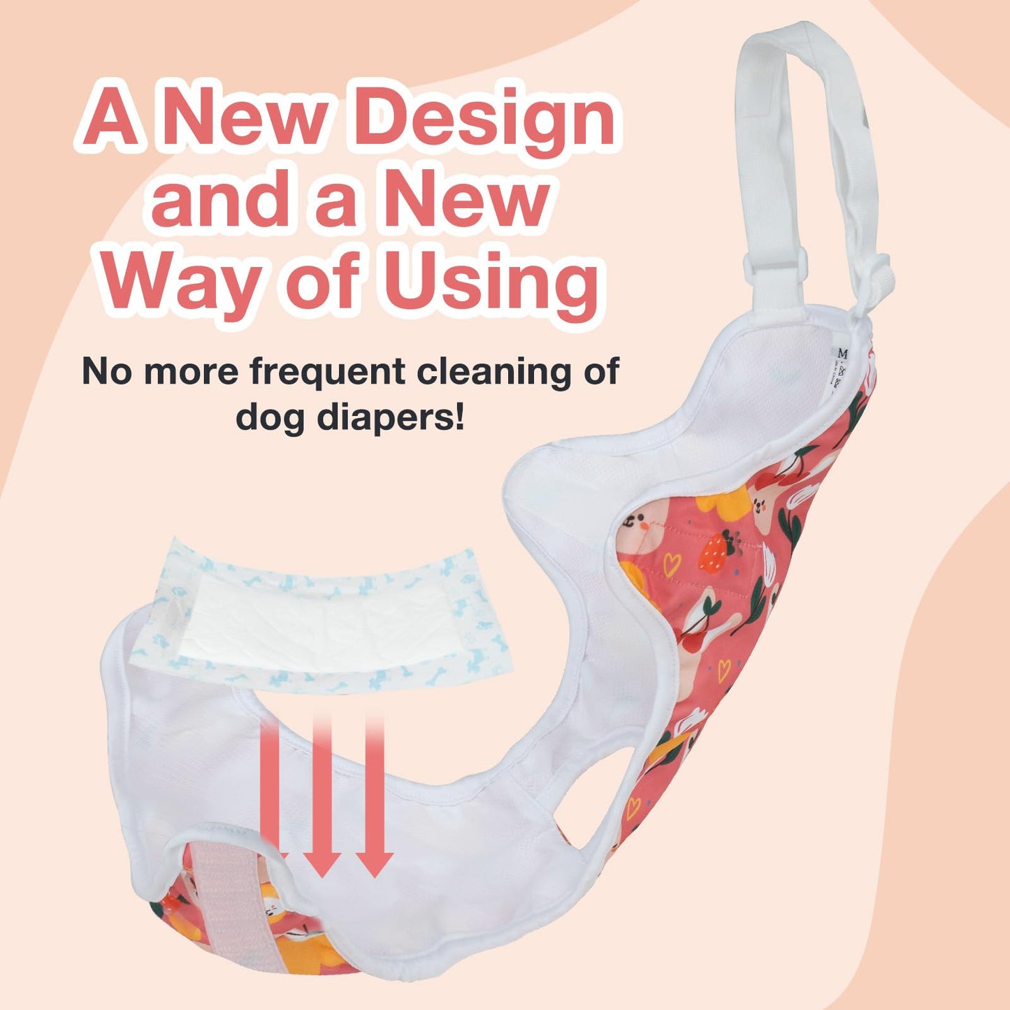 MICOOYO Dog Diaper Onesie Sanitary Pantie with Adjustable Suspender Washable Dog Period Panties Doggie Diapers Pet Underwear Female Dog Diapers for Heat (Animals, X-Large)