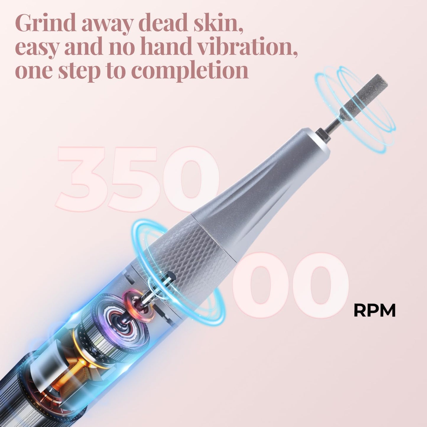 Emmuic Professional Cordless Electric Nail Drill Kit - 35,000 RPM Rechargeable Nail File Kit for Acrylic/Gel Nails, Manicure & Pedicure, Portable File with LCD Display for Home & Salon