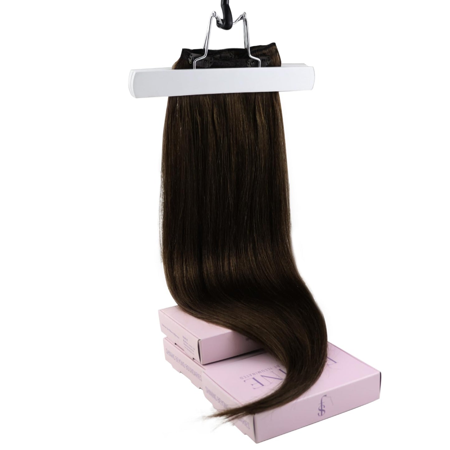 Fshine Brown Clip in Extensions 18 Inch 120 g Dark Brown Human Hair 7 pcs Straight Clip in Real Hair Extensions for Women