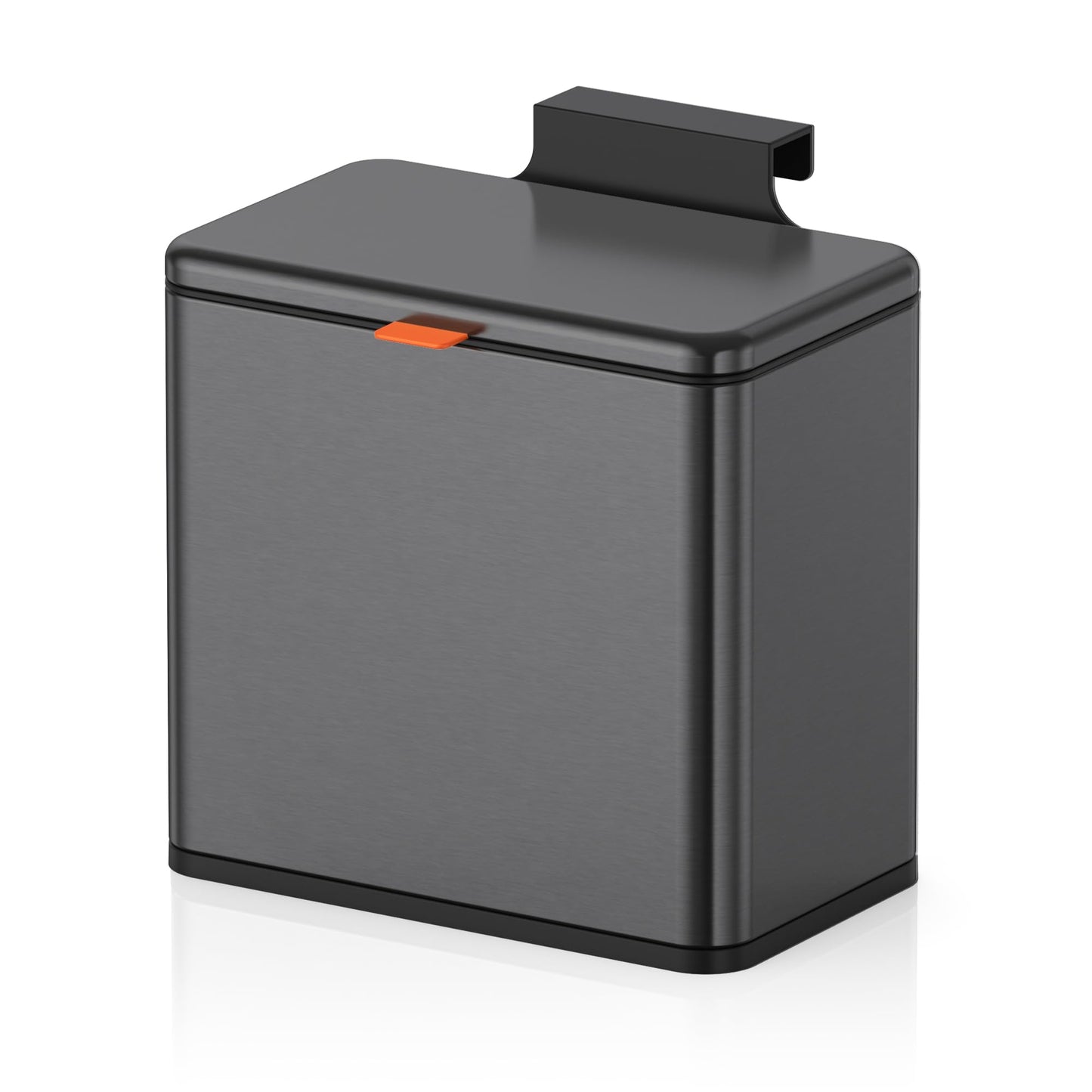 Mbillion Compost Bin, 1.05 Gallon (4L) Hanging Trash Can with Lid – Door Mounted for Kitchen Cabinet, Under Sink, RV & Bathroom – Space-Saving Garbage Bin, Brushed Black