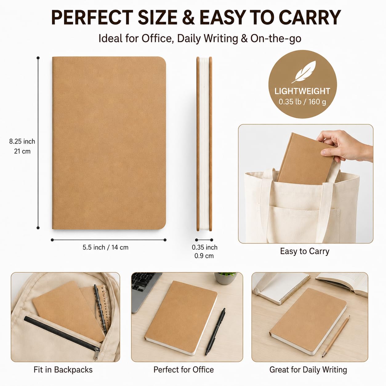 30 Pack Journal Notebook, Kraft Cover Lined Paper Journal for Traveler, Notes, Memo - Bulk Journals Sewn Brown Notebook, 80 Pages, 8.3'' x 5.5'' (30pack, 80 Pages Lined)