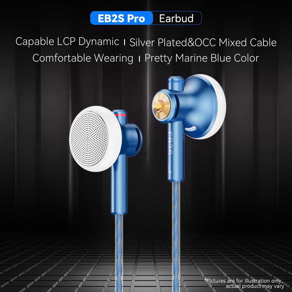 NICEHCK EB2S Pro Flat Head Earbuds, Wired Earbuds in-Ear Headphones,Noise Isolation Corded for 3.5mm/4.4mm Jack Ear Buds Galaxy S7 Edge,Galaxy S23 Ultra, Xiaomi Mi A3 Audiophile (3.5mm with Mic)