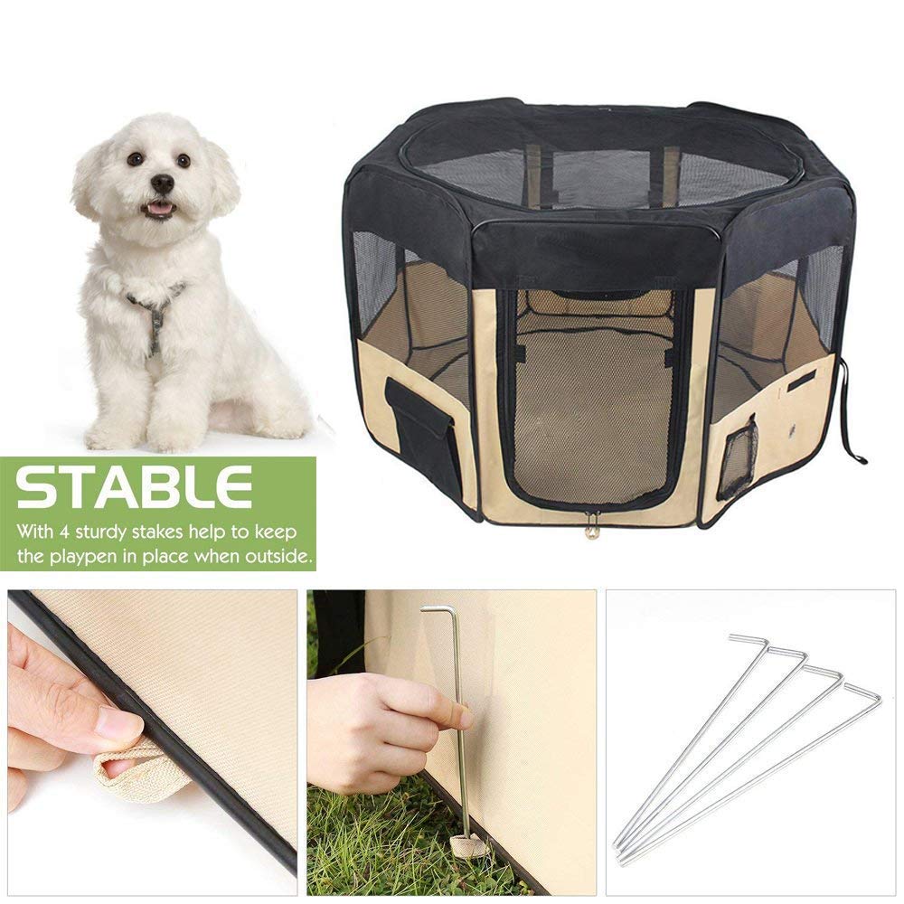 ZuHucpts 48" Portable Foldable Pet Playpen Exercise Pen for Dogs Puppies/Cats | Indoor/Outdoor Use