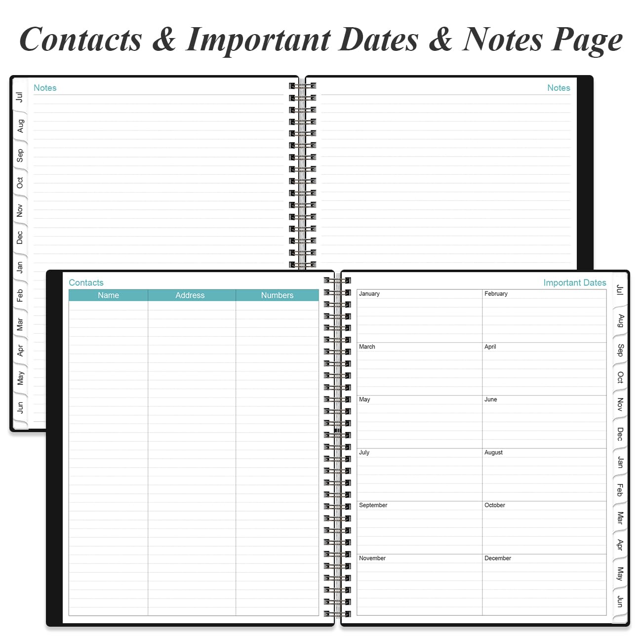2026-2027 Daily & Monthly Planner - One Page Per Day, Daily Planner from July 2026 - June 2027, Planner 2026-2027 with 12 Monthly Tabs, 8.5" x 11", Black