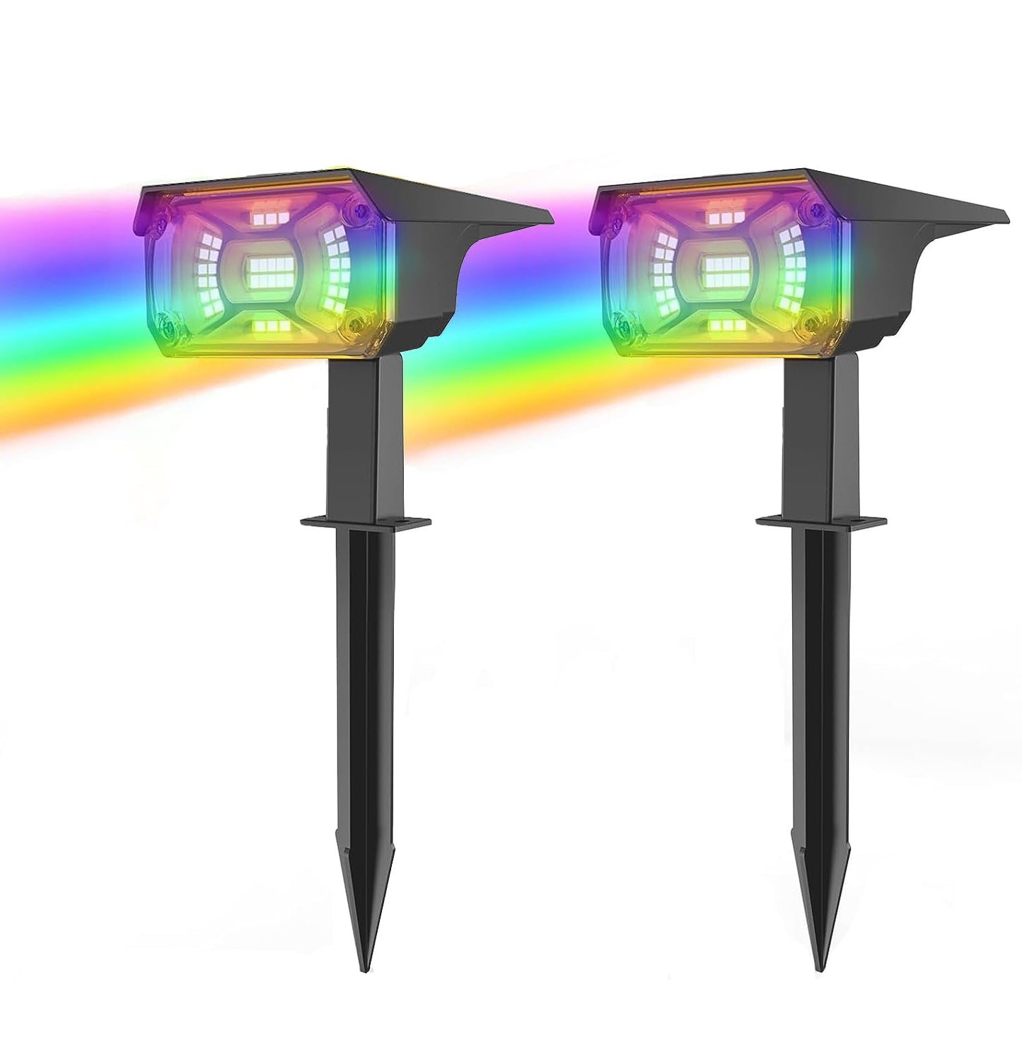 Xmart Solar Garden Lights Outdoor Waterproof IP68 RGB Color Changing 7 Lighting Modes Solar Landscape Spotlight Powered Yard Spot Driveway Auto ON/Off Solar Light for Christmas Outside Walkway（2 Pack）