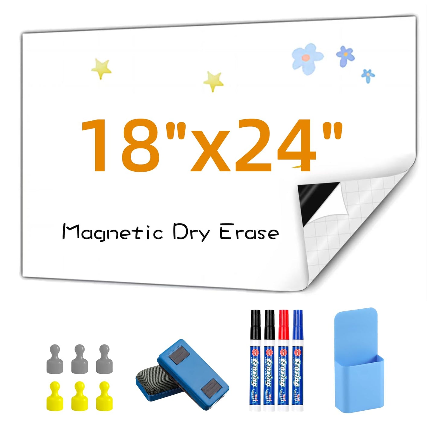 Babenoun Magnetic Whiteboard Contact Paper, 45 * 60cm(18" x 24.3") Stick on Magnetic Dry Erase White Board Sticker on Wall, Easy to Write for Drawing, School, Office, Kitchen Fridge