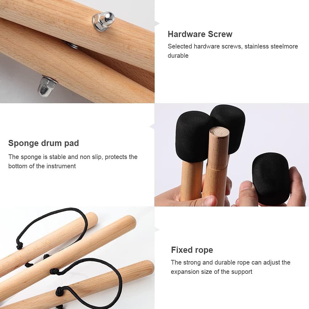 YOOODONNN Handpan Drum Stand, Tongue Drum Bracket, Solid Wood Adjustable Tripod Structure Holder, Extendable Snare Bracket for 12 to 22 Inch Percussion Instruments