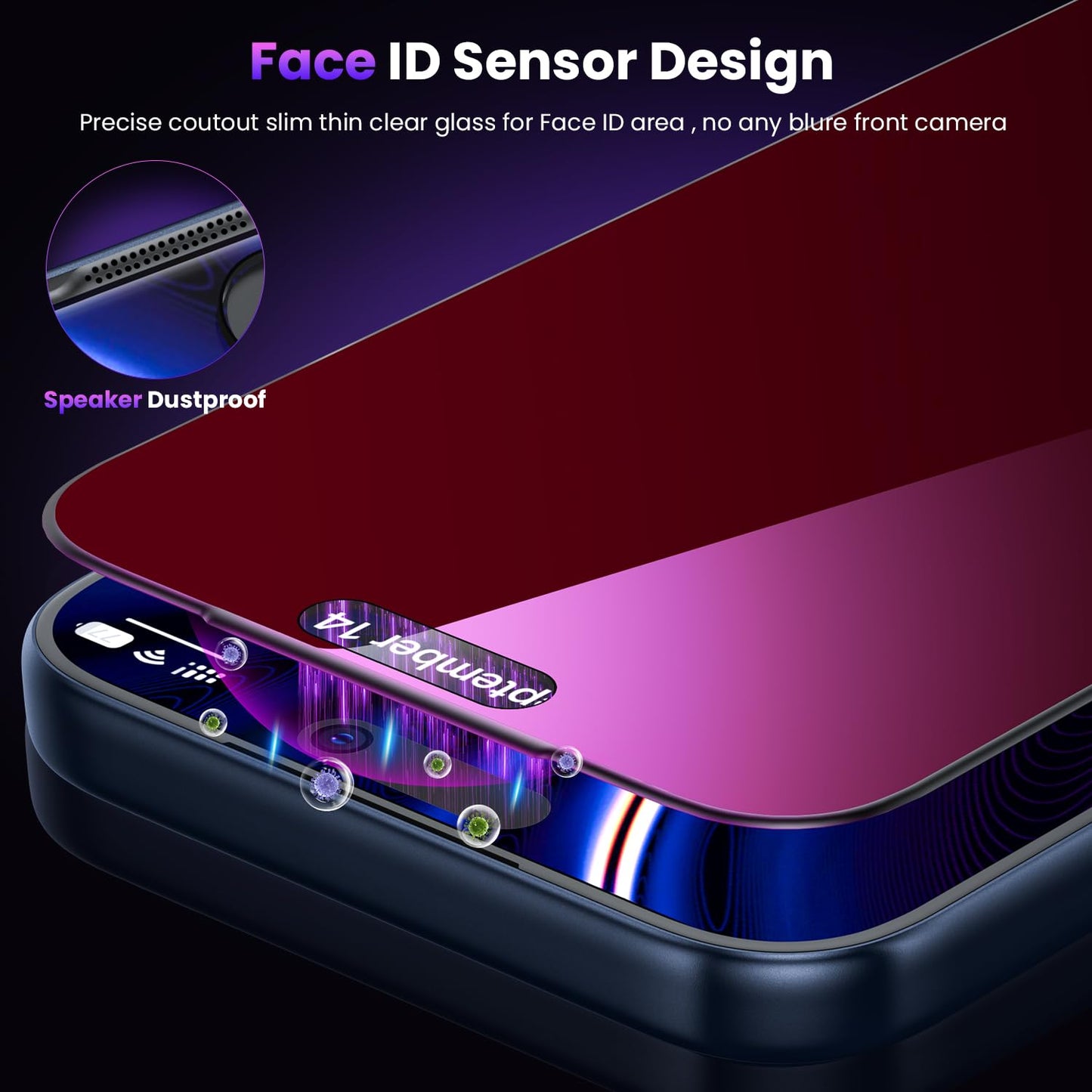 WSKEN for iPhone 17 Pro Max Privacy Screen Protector - Purple Gradient Anti Blue Light Eye Protection [Auto-Dust Removal] Shatterproof Tempered Glass Screen Protector 17 Pro Max, 2 Pack