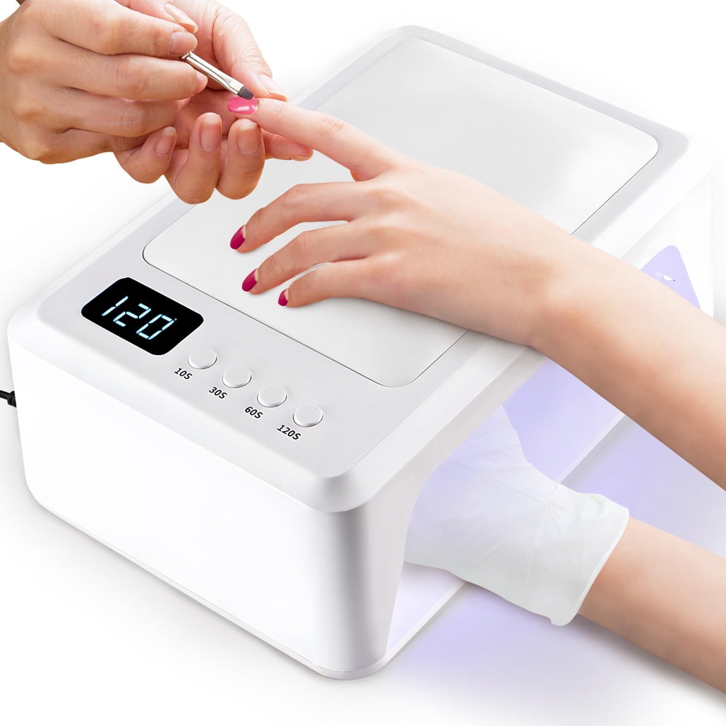 72W UV Led Nail Lamp for Gel Nail Polish Press On Nails Curing, Kalolary Large UV Nail Light Curing Nail Dryer with Nail Arm Rest & UV Gloves for Nail Art Nail Technician Salon Use