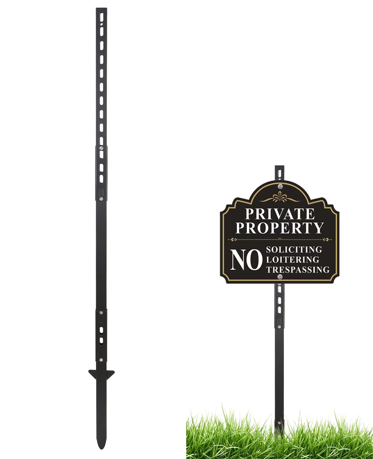 Danoib Yard Sign Stakes, 4.3ft Heavy Duty Sign Stake Post, Rust, Wind & Dust Resistant Sturdy Metal Stake for Ground Yard Lawn Fits Sign 7 to 14 Inch