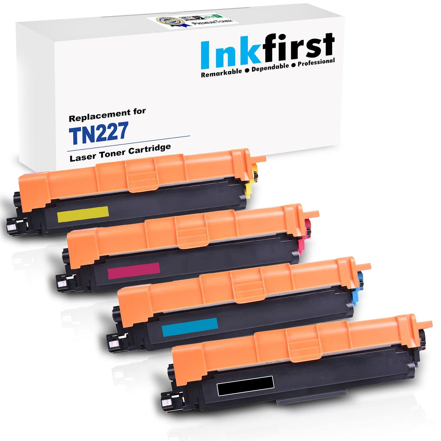 4 Inkfirst Toner Cartridges TN227 TN-227 TN223 TN-223 [with CHIP] Compatible Remanufactured for Brother TN227 High Yield MFC-L3710CW MFC-L3750CDW MFC-L3770CDW HL-L3210CW HL-L3230CDW HL-L3270CDW