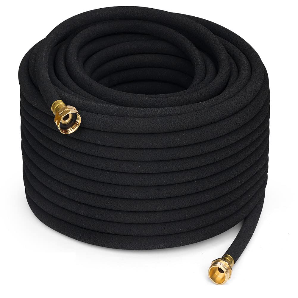 MHMHM Soaker Hose 25FT 1/2 Inch Rubber Garden Drip Irrigation Hose with Solid Brass Connector Water Saving Linkable Soaker Hose for Garden Bed Flower Vegetable Lawn (25FT)