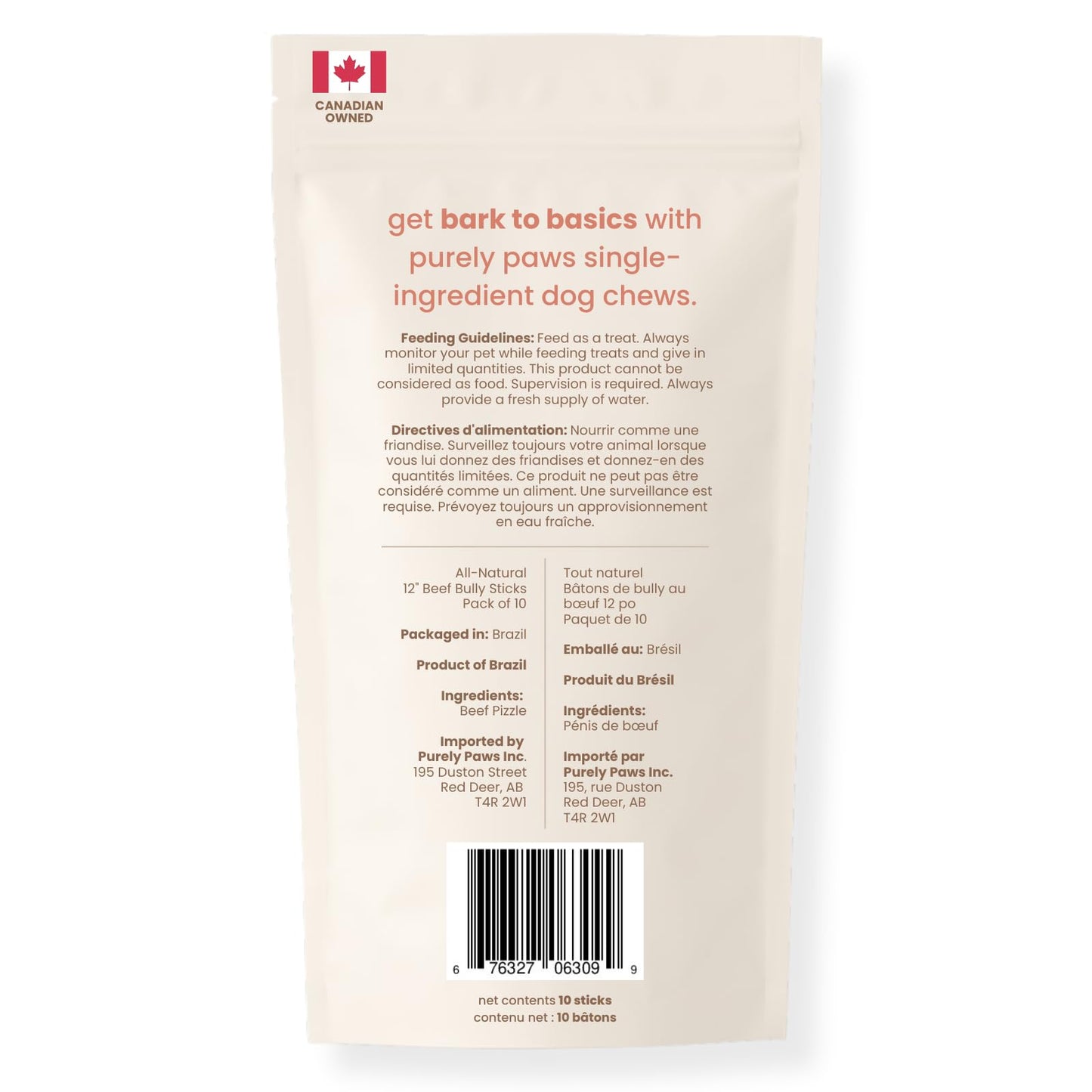 Purely Paws Bully Sticks Supreme for Large Dogs – Extra Thick, Long-Lasting Dog Chews for Aggressive Chewers – 100% Beef, Rawhide-Free & Low Odor – Canadian Company (12", 10 Count)