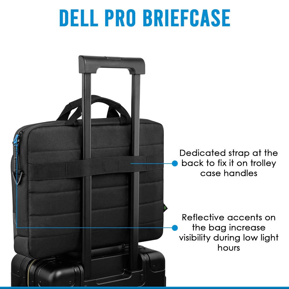 Dell Pro Briefcase 14 (PO1420C), Made with an Earth-Friendly Solution-Dyeing Process and Shock-Absorbing EVA Foam That Protects Your Laptop from Impact.