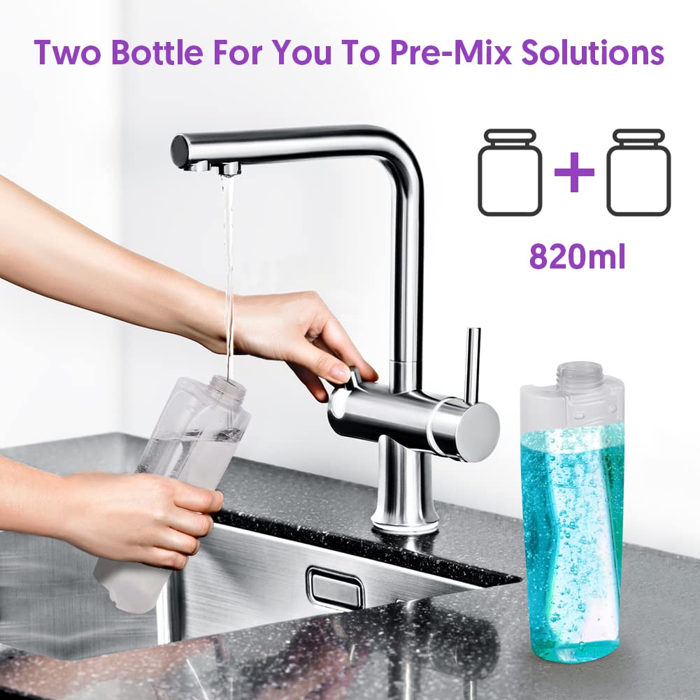 MEXERRIS Spray Mops for Floor Cleaning - Wet Dry Kitchen Floor Cleaning Mop with 2 Refillable Bottle 360°Rotatable Hardwood Mop for Laminate Wood Tiles 3 Microfiber Reusable Pads and 1 Scrubber