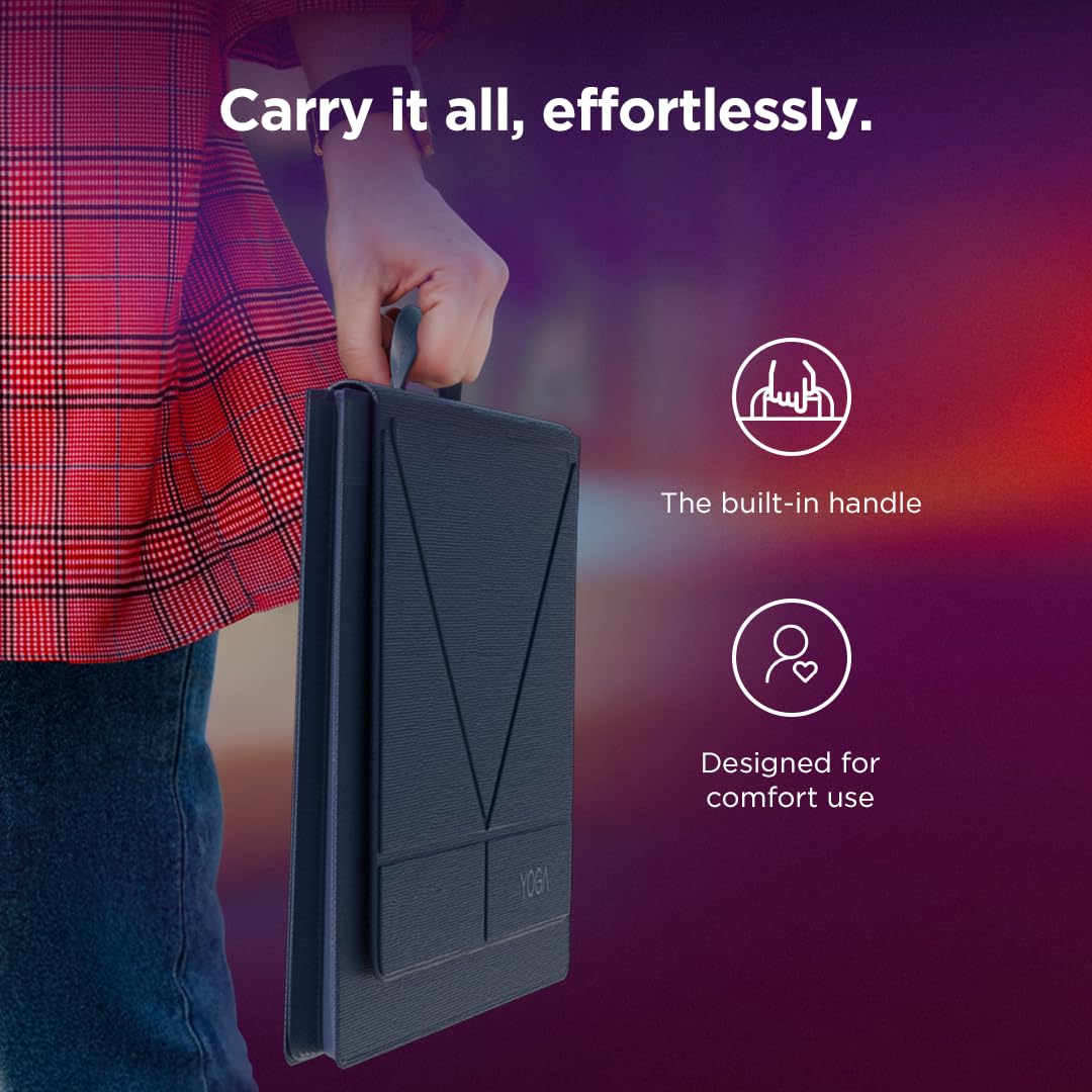 Lenovo Yoga Tote Sleeve Case for Laptops with 14-inch Display, Multi-Compartment Organizer with Convertible Stand, Lightweight Protective Polyester & Microfiber Sleeve, Cosmic Blue