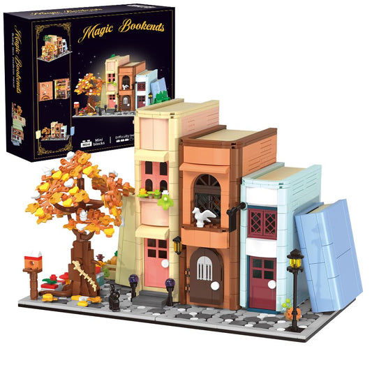 Creative Bookcase Building Set, Cafe House Building Block Toy Gift for Adults,Mini Bricks