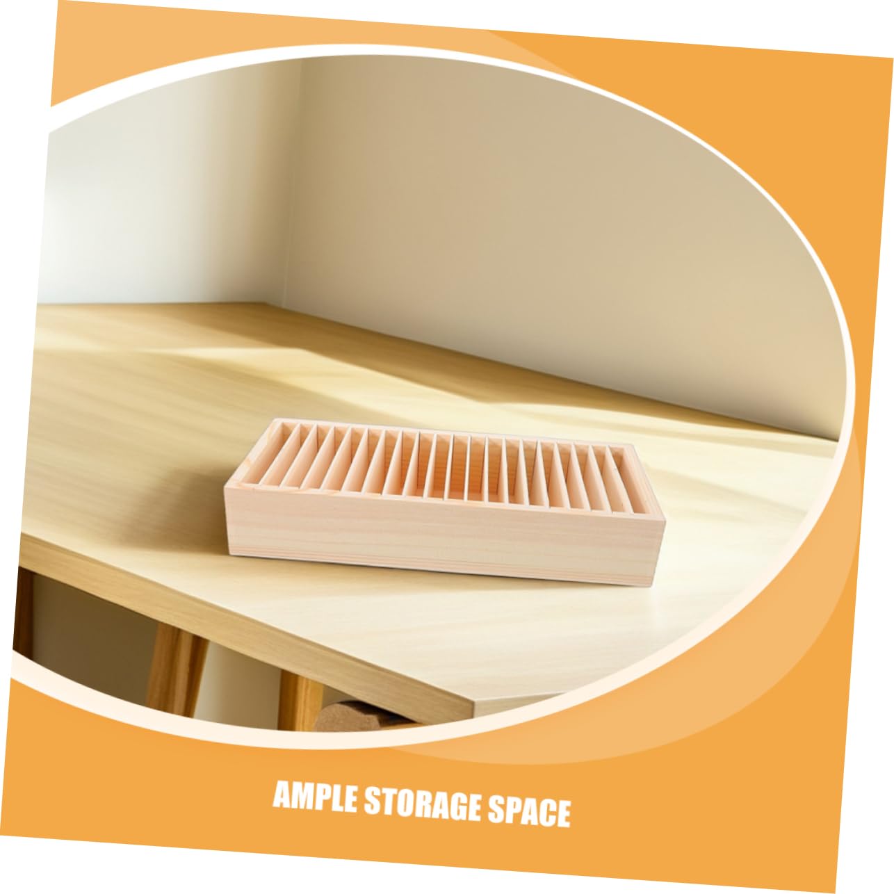 NUOBESTY Wooden Name Badge Holders Id Badge Tray Organizer Business Letter Card Storage Box with Dividers Desktop Multi-Compartment Cellphone Jail 12.59*5.51 Inch