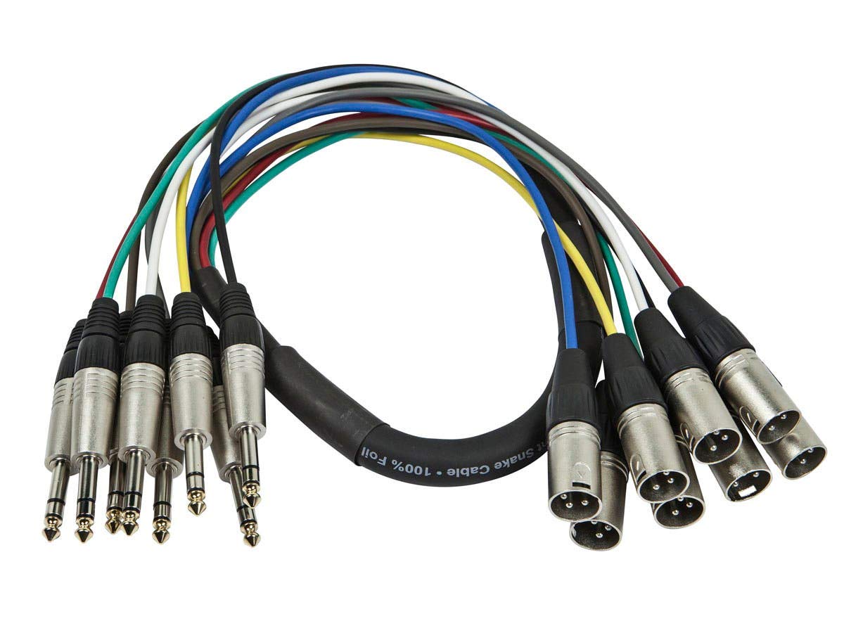 Monoprice 601296 1-Meter/3-Feet 8-Channel 1/4-Inch TRS Male to XLR Male Snake Cable