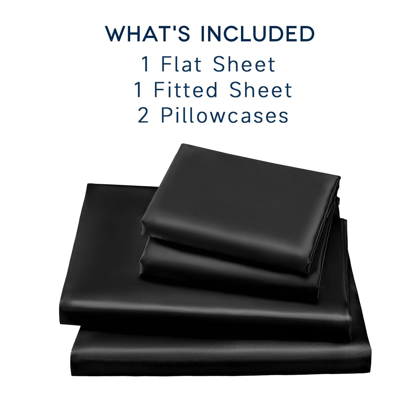 GOLAL Satin Sheets Queen Size - 4 Pieces Luxury Silky Soft Bed Sheets, Wrinkle-Free Black Satin Silk Sheet Set with 1 Deep Pocket Fitted Sheet, 1 Flat Sheet, 2 Pillow Cases