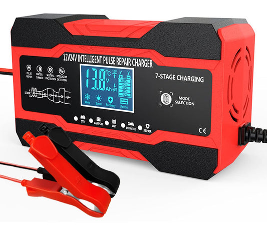 10-Amp 12V 24V Smart Car Battery Charger | Fully-Automatic Trickle Charger & Maintainer | Pulse Repair Desulfator for AGM Gel SLA Flooded Batteries