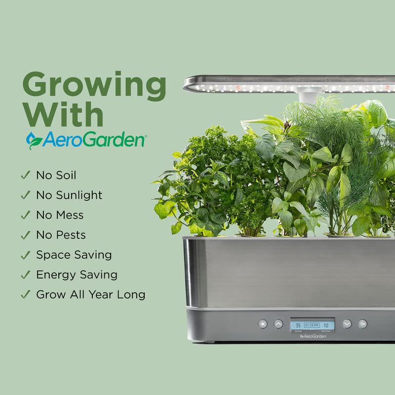 AeroGarden Harvest Elite Slim, Stainless Steel