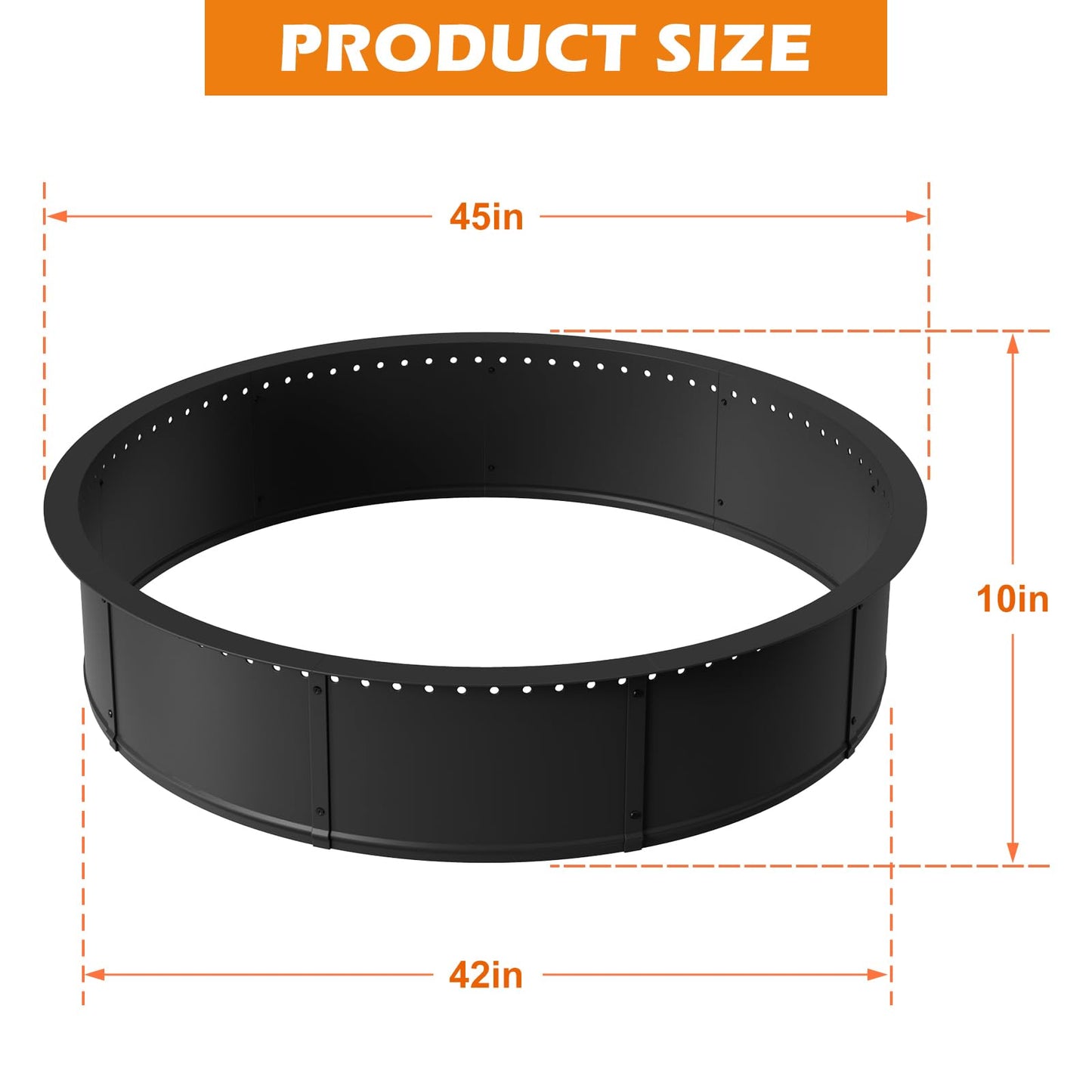 mapleway Smokeless Fire Pit Ring, 42inch Large Round Portable Metal Firepit Accessories for Outside Wood Burning Patio Camping Bonfire Campfire