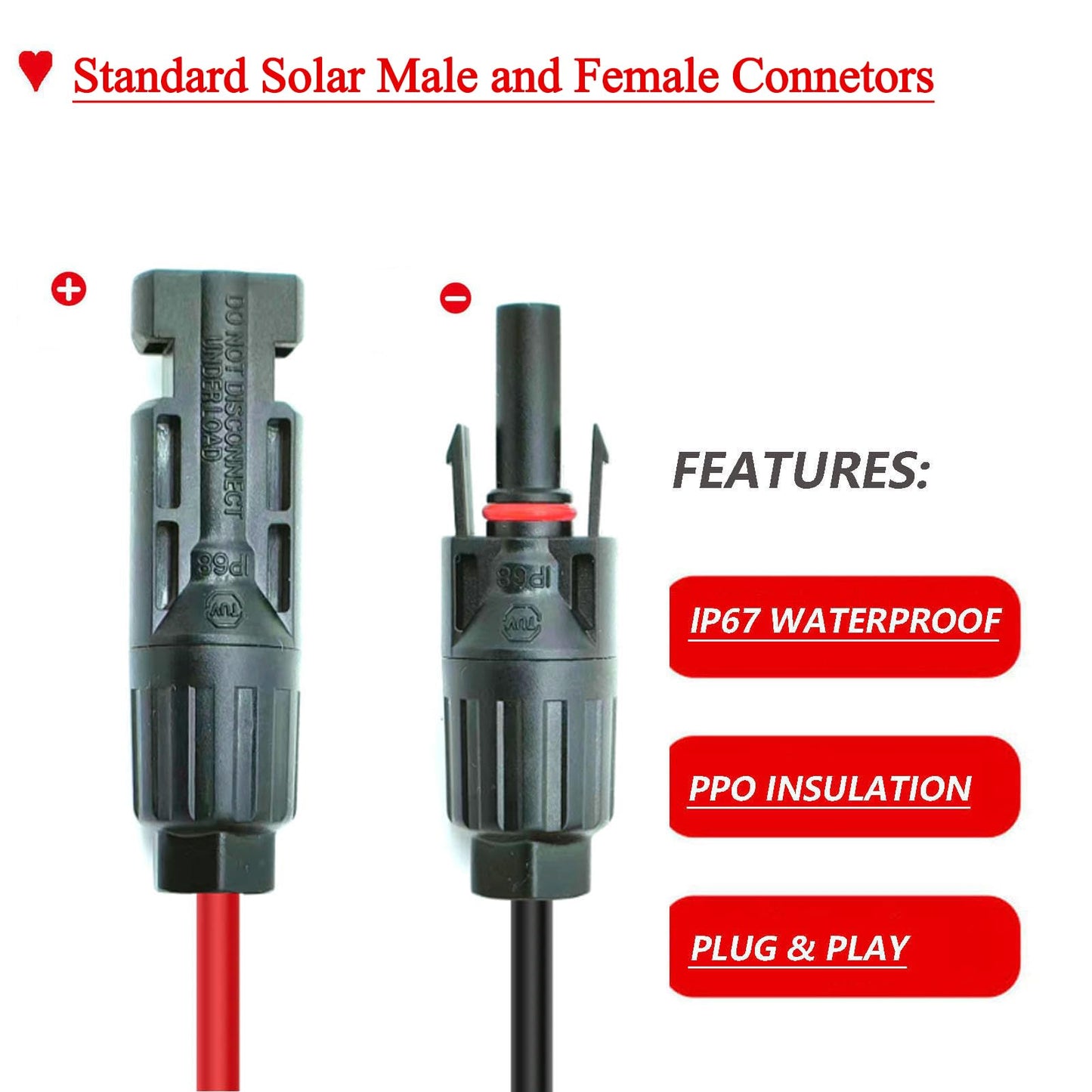 12AWG 12FT Solar to XT60 Cable,Magiktech SolarPanel Charge Cable with XT60 Female Adapter for Power Stations Solar Generators