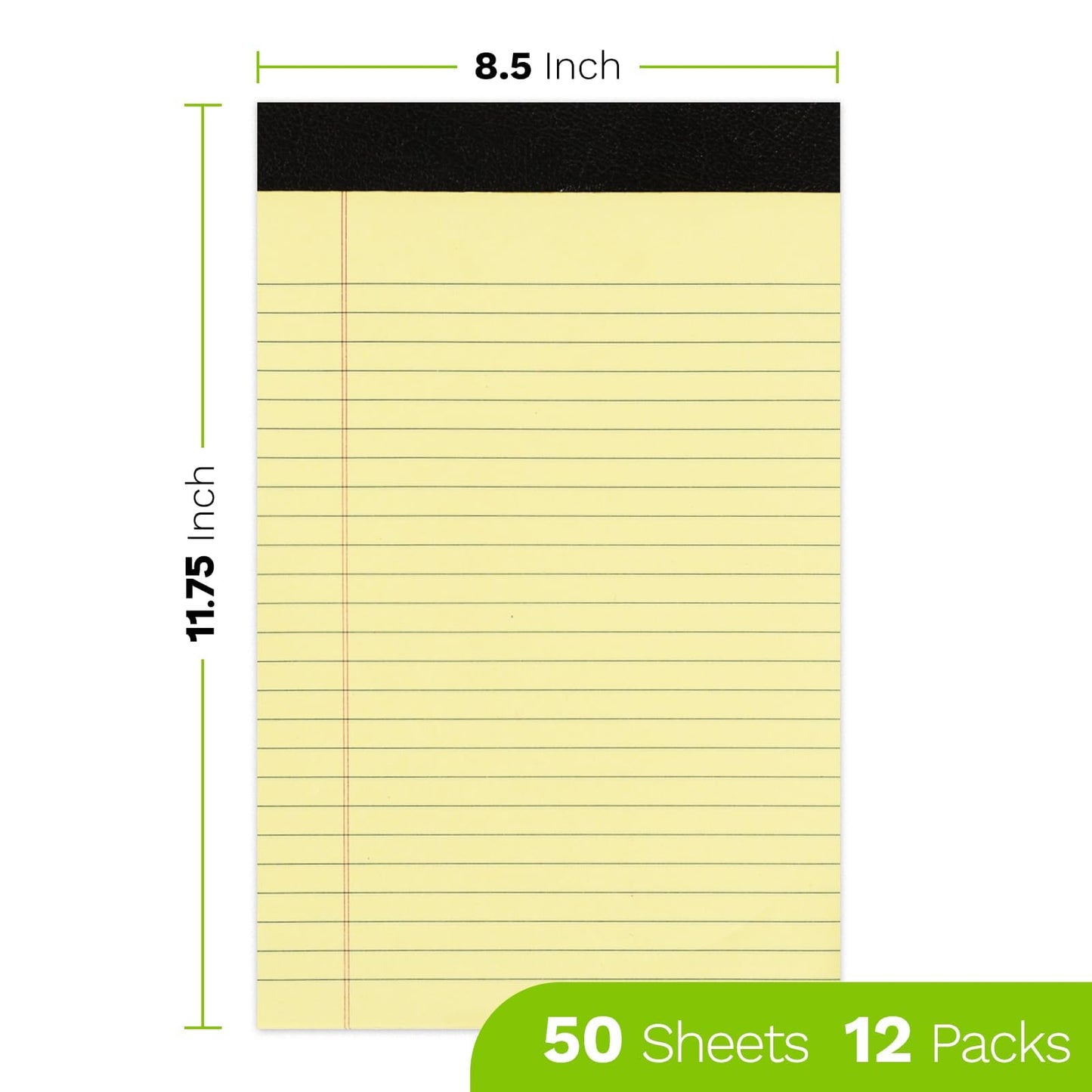 12 PCS Yellow Legal Pads 8.5 x 11-50 Sheets per Notepad, Goefun Wide Ruled Yellow Lined Notepads 8.5x11, Perforated Letter Size Writing Pads for Work, Business, Home
