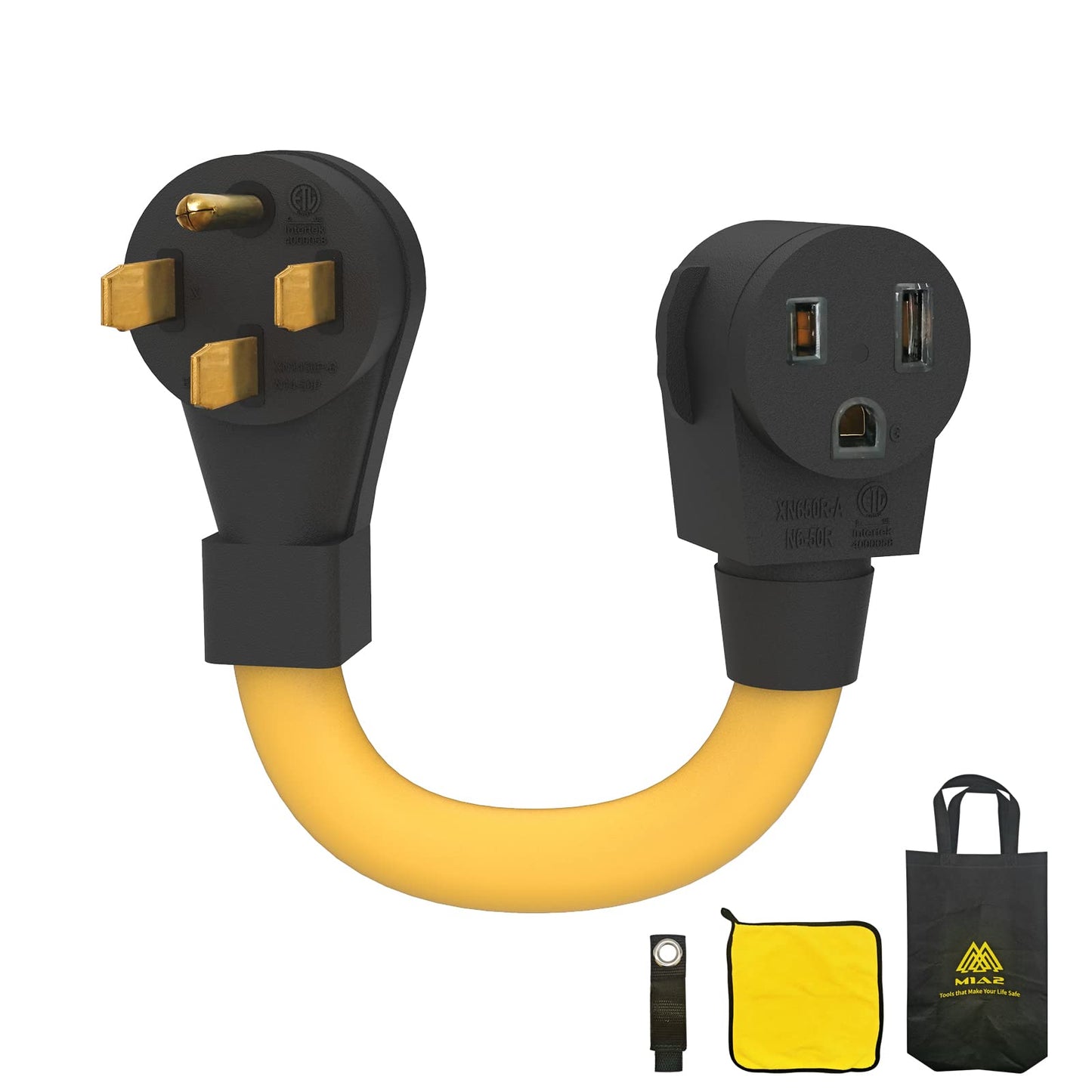M1A2 Heavy-Duty Welder Adapter Cord, NEMA 14-50P Male to 6-50R Female, 50 Amps, STW 6 AWG, 250V RV 12500 Watt 12Inch