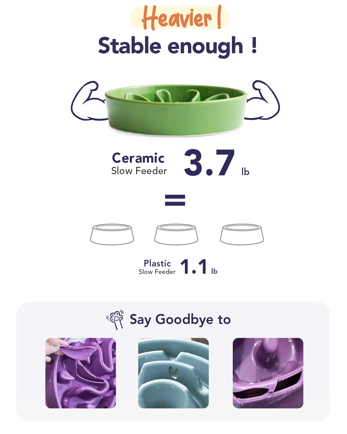 LE TAUCI Slow Feeder Dog Bowls Ceramic, 3 Cups Slow Feeding Dog Bowl Medium Large Breed, Maze Dog Bowl for Fast Eaters, Dog Dishes to Slow Down Eating, Puzzle Dog Food Bowl, Clover Green