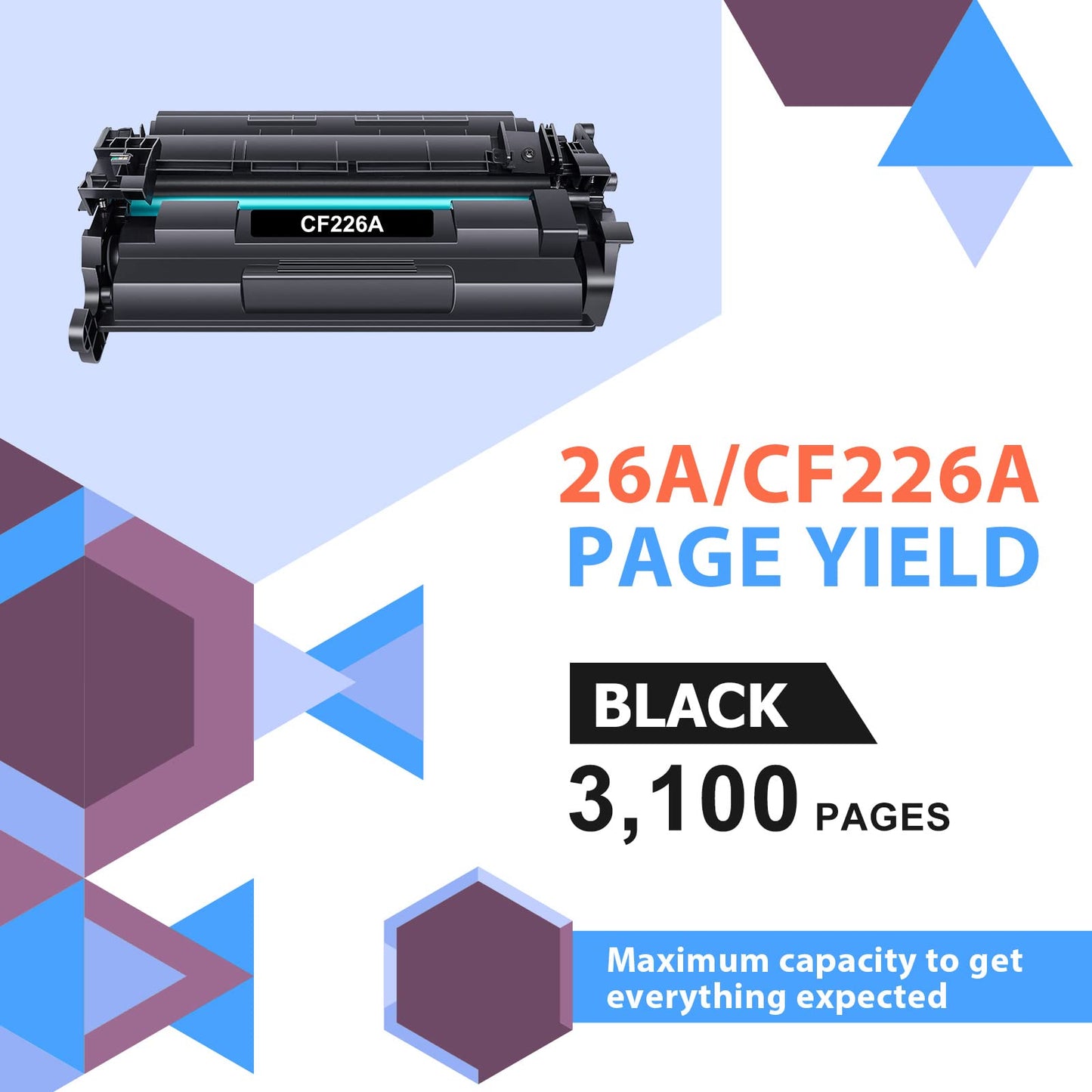 CF226A 26A Black Toner Cartridge 2 Pack Compatible Replacement for HP 26A CF226A 26X CF226X for HP Pro M402dn M402n M402dw M402 Pro MFP M426fdw M426fdn M426dw M426 Series Printer Ink