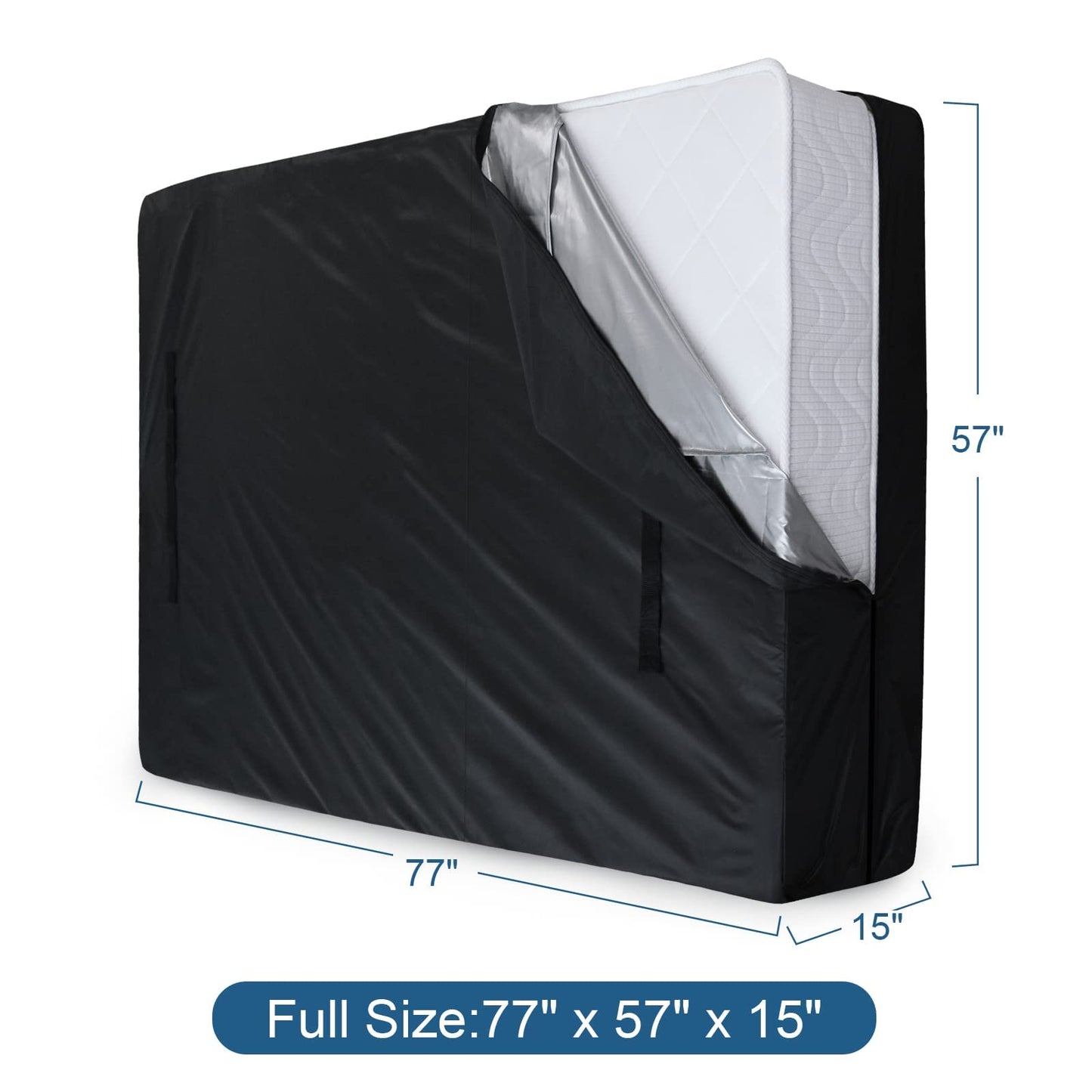 SPRINGSPIRIT Mattress Bag for Moving & Storage Full, Waterproof Mattress Bag with Zipper Closure and Strong Handles, Reusable Heavy Duty Mattress Moving Bag, Black