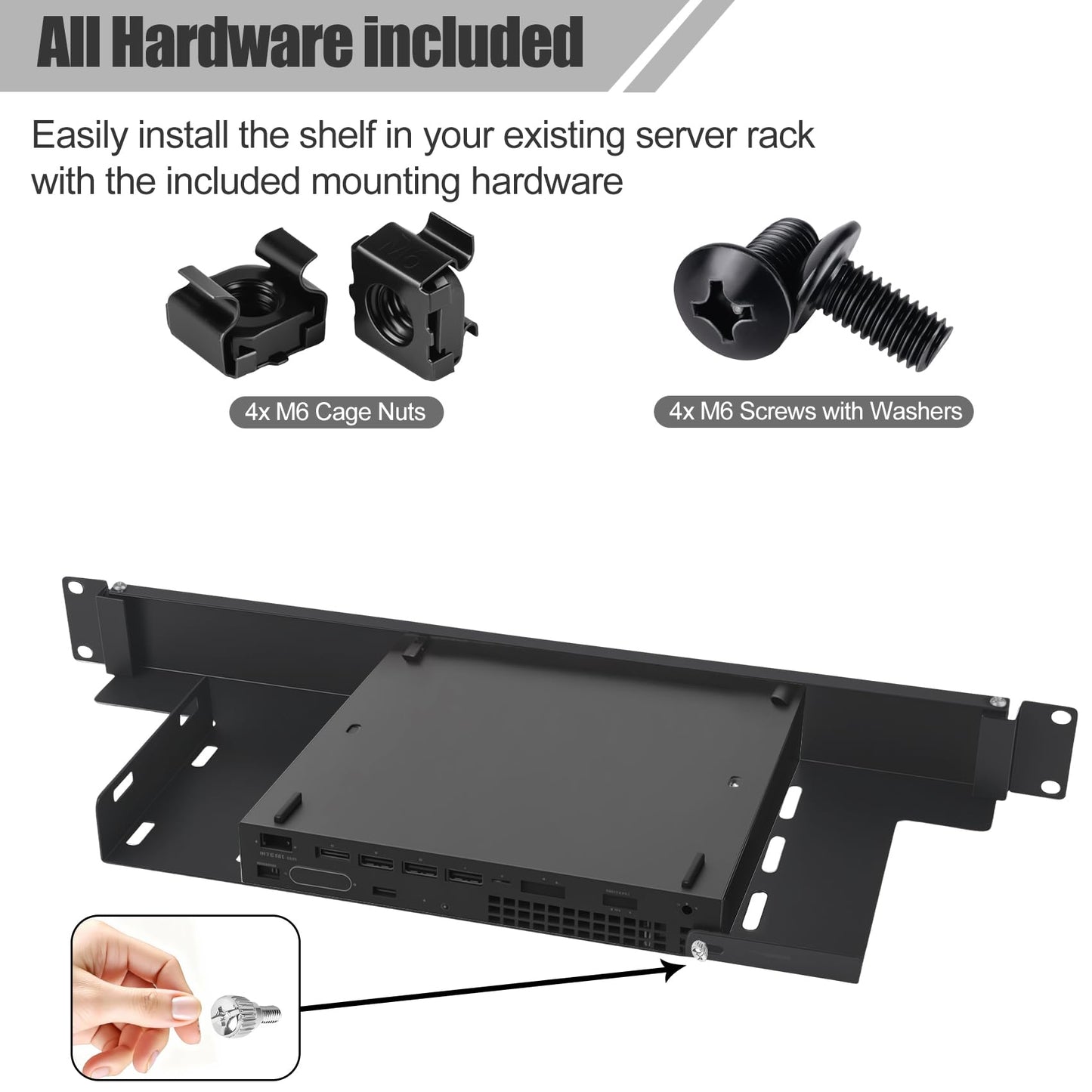 Mini Rack Mount for Dell OptiPlex Micro Form Factor Case 1U Hinged Server Rack Shelf with Hand-Twist Screws High-Strength Steel Dell Mini PC Rack Mount for 19-inch Cabinet or Rack