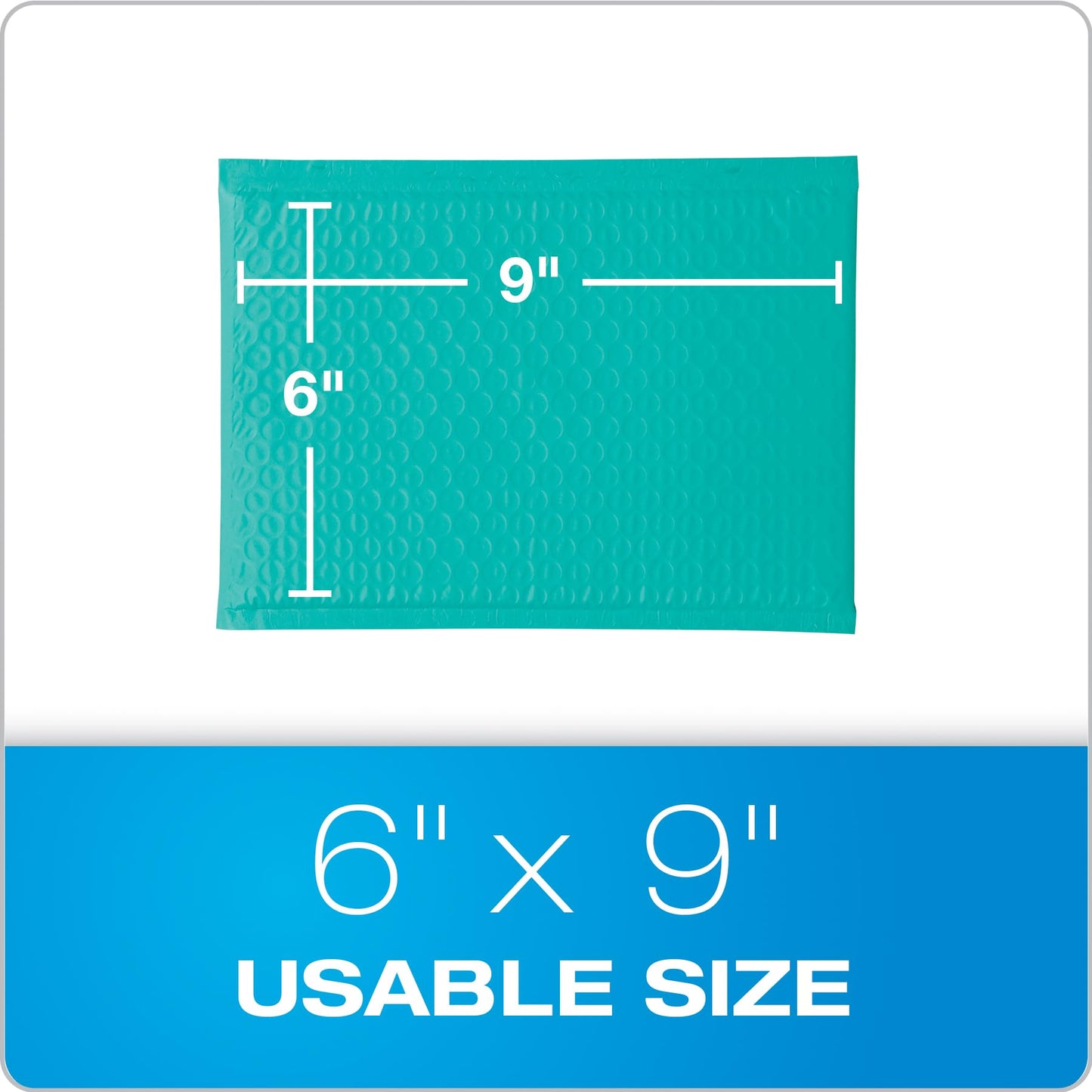 Quality Park Bubble Mailers, 6 x 9 Inch, Teal Poly Mailers, Padded Envelopes, Shipping Envelopes, Water Resistant, Self Seal, 50 Per Box (QUA85857)