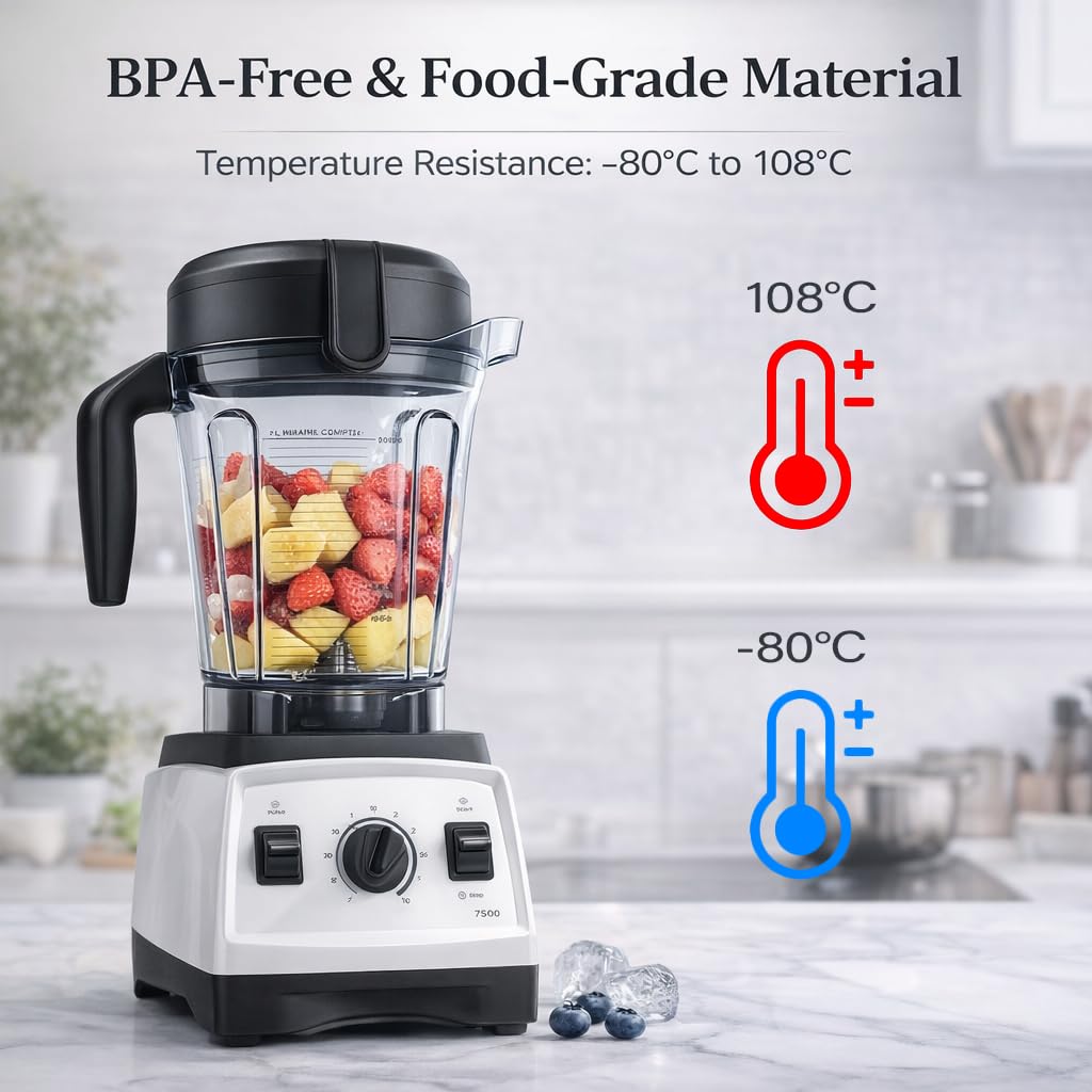 for Vitamix Blender Pitcher 64oz Low-Profile, Replacement Pitcher for Vitamix 750 5300 5200 5000 7500 6300 Vm0102 Vm0103 Vm0197 E310 G/Classic C/Explorian/Commercial Series etc