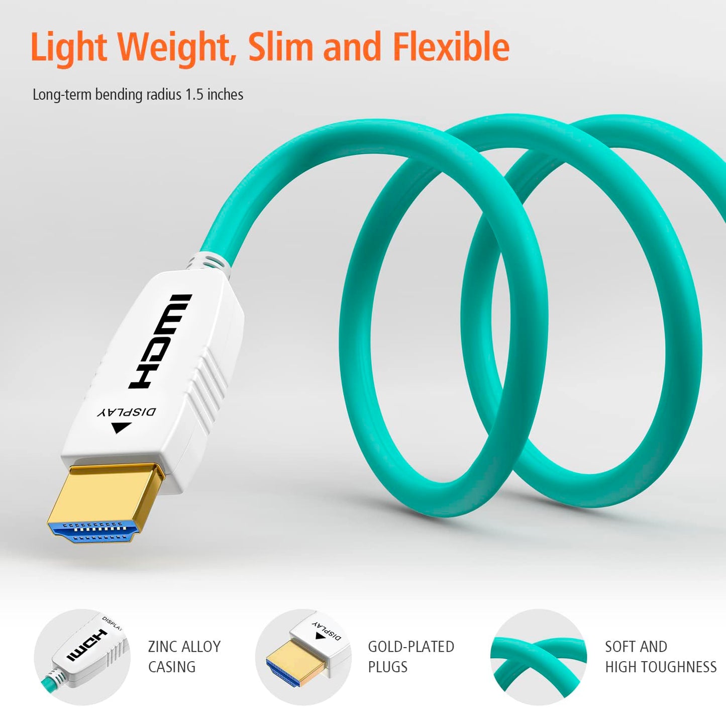 RUIPRO 8K Fiber Optic HDMI Cable 6 Feet 48Gbps 8K60Hz 4K120Hz Dynamic HDR eARC HDCP2.2/2.3 for RTX4080/4090/3080/3090, Xbox S/X, PS5/4, AVR, Projector, LG/Samsung/Sony TV
