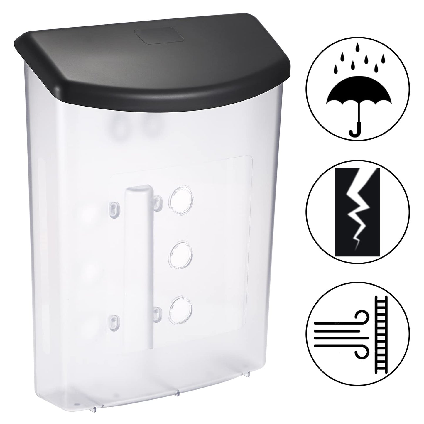 JuxYes Outdoor Literature Display Box with Black lid, Wall Mount Postcard Holder Brochure Holder, Clear Outdoor Document Holder 9.1 * 2.9 * 13.2 inches