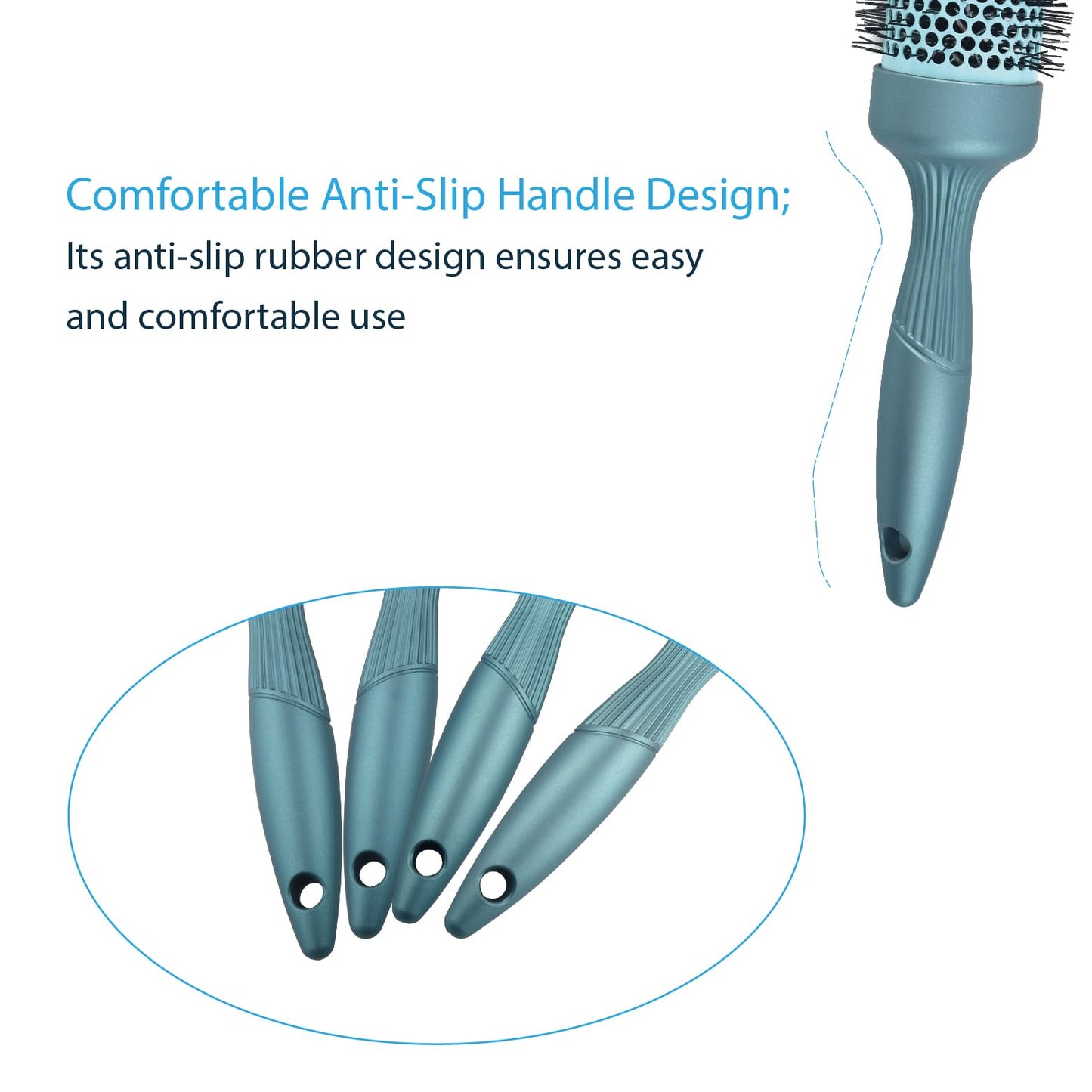 5pcs Round hair Brush Set for Blow Drying Curling, Professional curly hair brushBrush Leaves Hair Shiny Heat Styling Brush 5 Different Sizes Works Very Well with The Blow Dryer