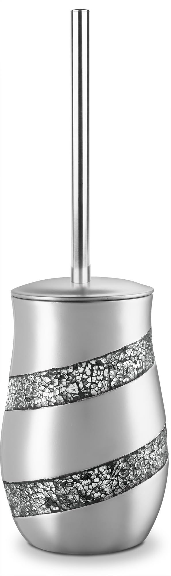 Creative Scents Toilet Brush and Holder Set - Silver Mosaic Toilet Bowl Brush and Holder, Toilet Cleaner Brush with Sturdy Stainless Steel Handle, Bathroom Toilet Scrubber Brush with Decorative Holder