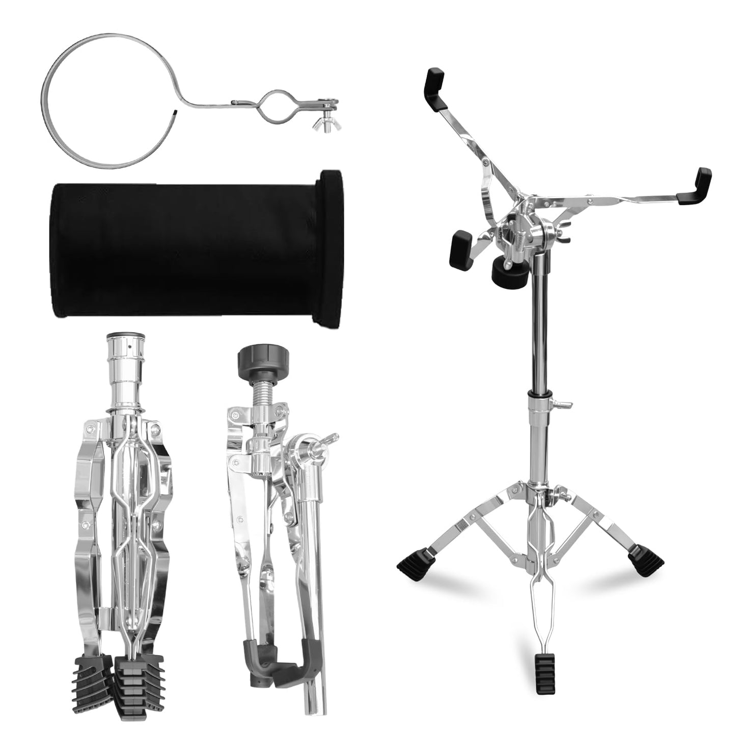 Snare drum stand, drum pad stand adjustable height 14.5 to 23 inches, accessory arm kit tripod snare drum stand suitable for 14 to 10 inch lightweight drum practice pad stand, suitable for drum