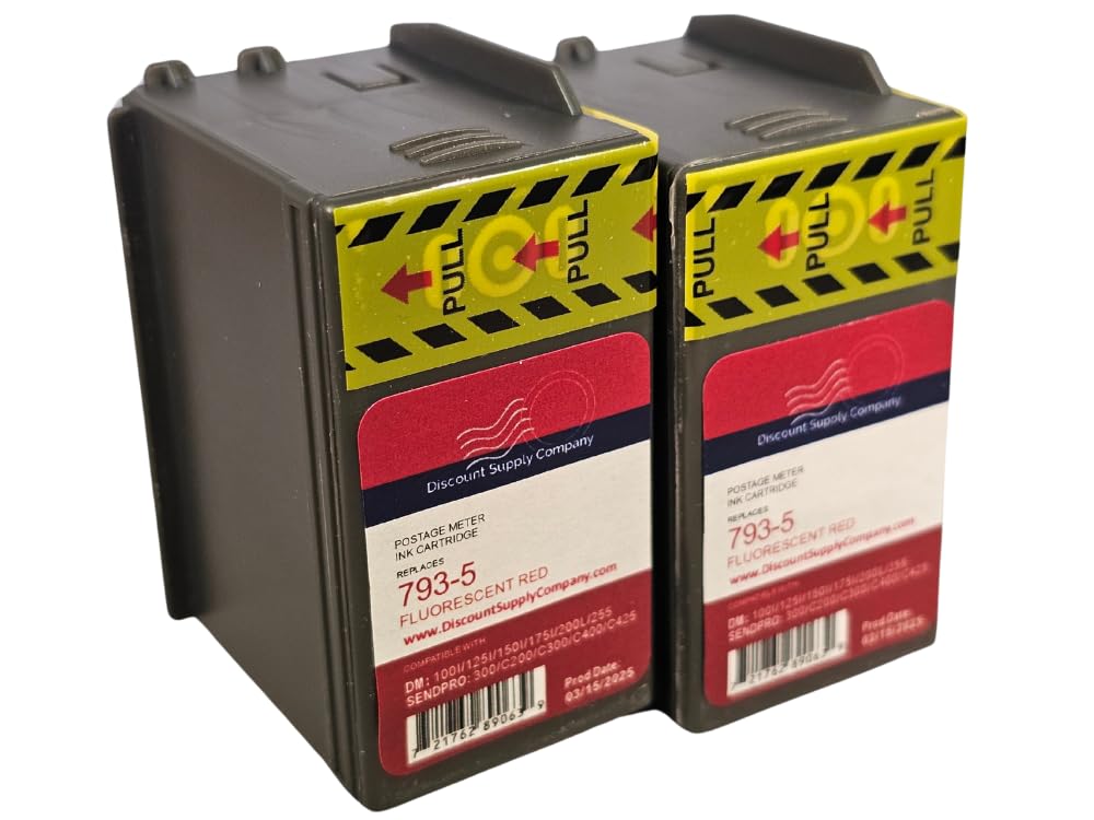 2-Pack Pitney Bowes Compatibe 793-5 Red Ink Cartridge for P700, DM100i, DM125i, DM150i, DM175i, DM200L, DM225 Postage Meters