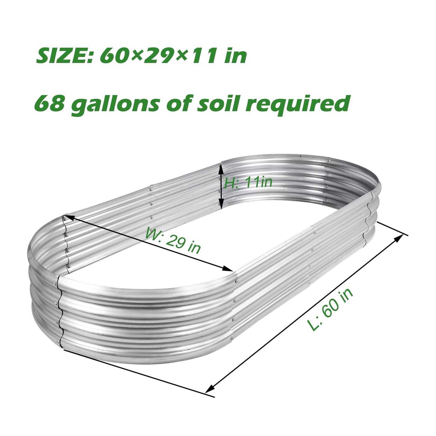 Raised Garden Bed 5ft Galvanized Planter Box Outdoor, Rot-Resistant Metal Garden Bed Planter for Vegetables Flower Herb