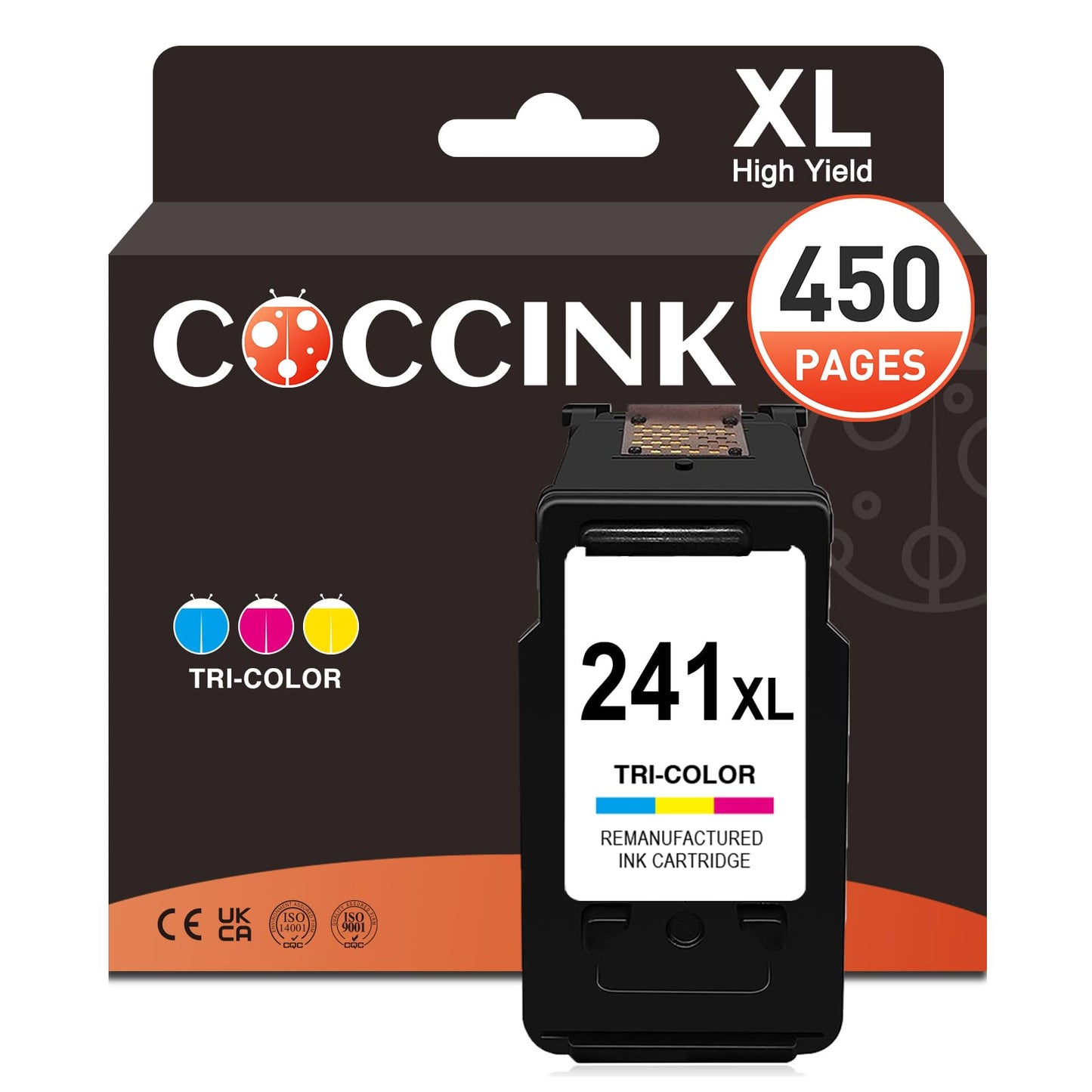 COCCINK 241XL Colour Ink Cartridge for Canon PIXMA MG3620 MG3600 MG3520 MG3522 MG2220 MG2120 TS5120 MX472 MX452 MX470 MX459 MX432 for Canon 241 XL CL 241 Color Ink Cartridge (Tri-Color)