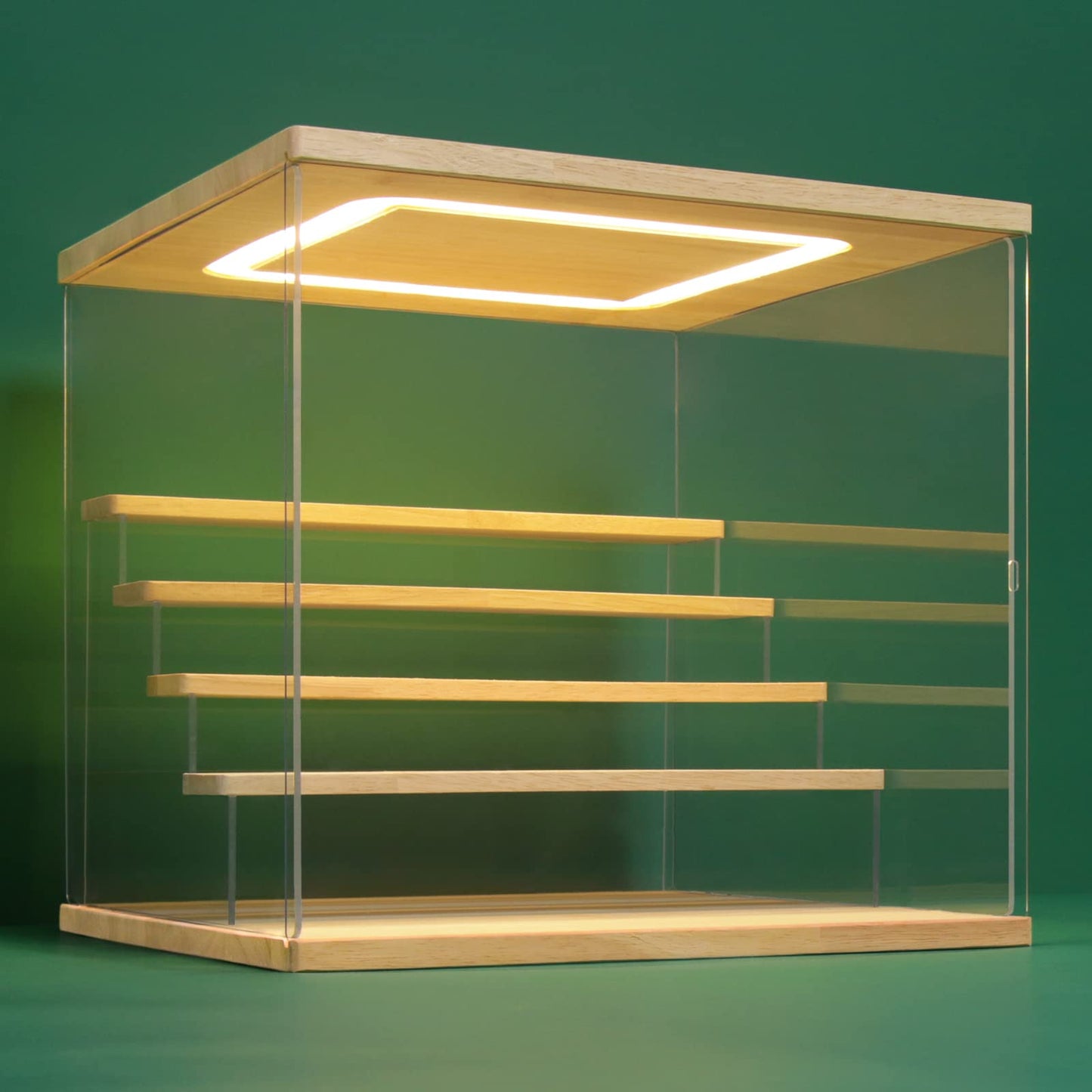 NONEMEY Clear Acrylic Display Case Stand with LED Light 2/3/4/5 Tier Storage Box Showcase Dustproof Organizer Box for Collectibles